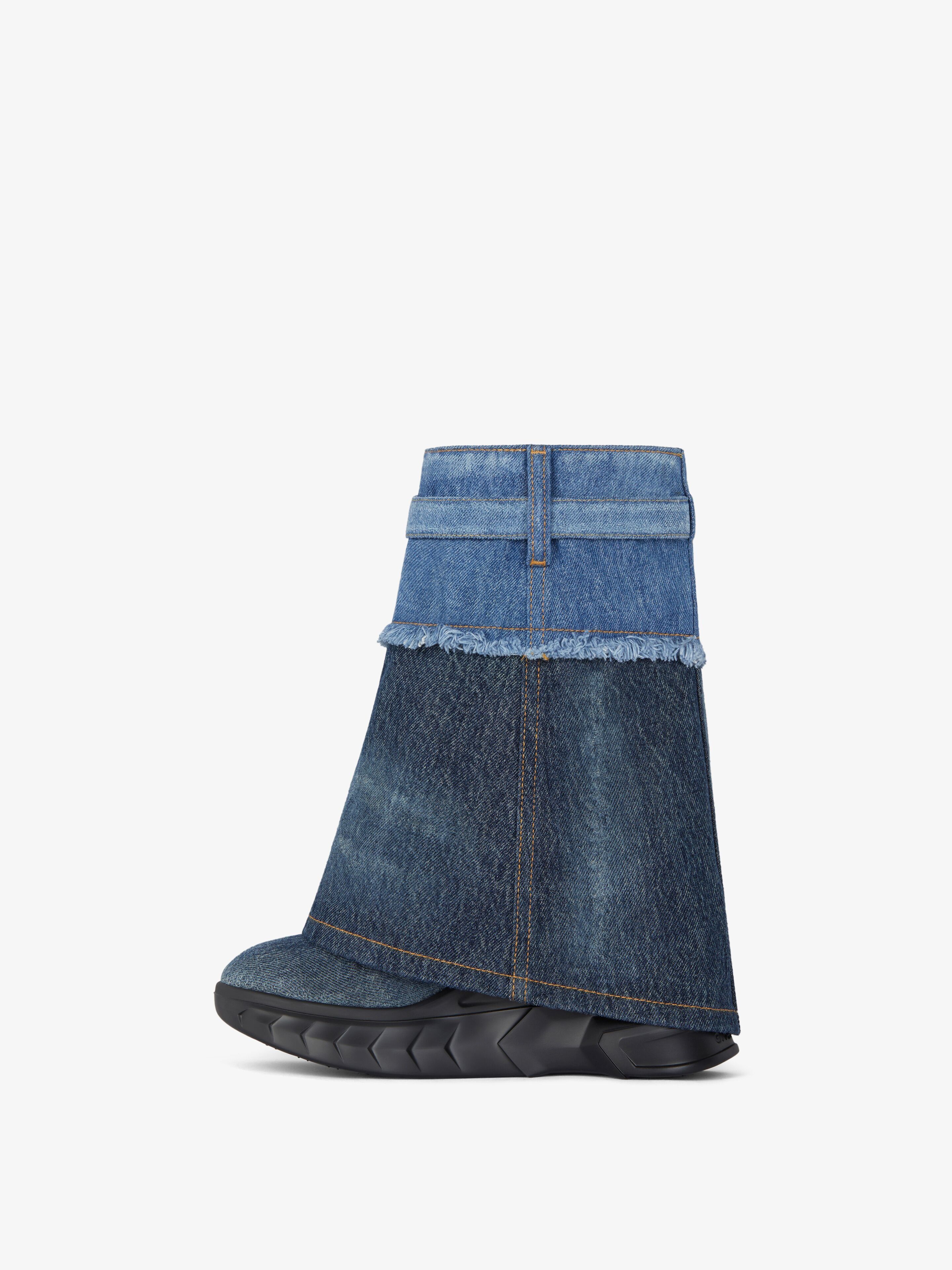 Givenchy o1srvl11e0525 Shark Lock Ankle Boots Biker Low Wedge Blue Size US 10 / IT 40 - 5 Thumbnail