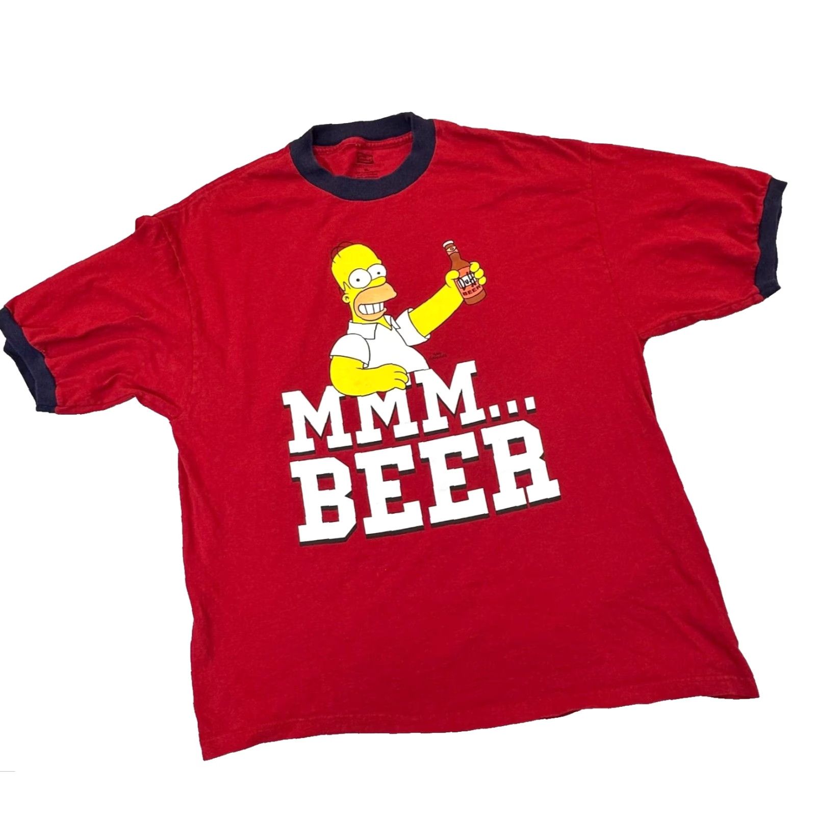 Vintage Homer Simpson Adult XL Red Ringer Tee Shirt Mmm Beer Matt Groening Licensed Marvel Graphic Tees Unisex Adults T-Shirt 90s Theme Homer Mens Women? Size US XL / EU 56 / 4 - 2 Thumbnail