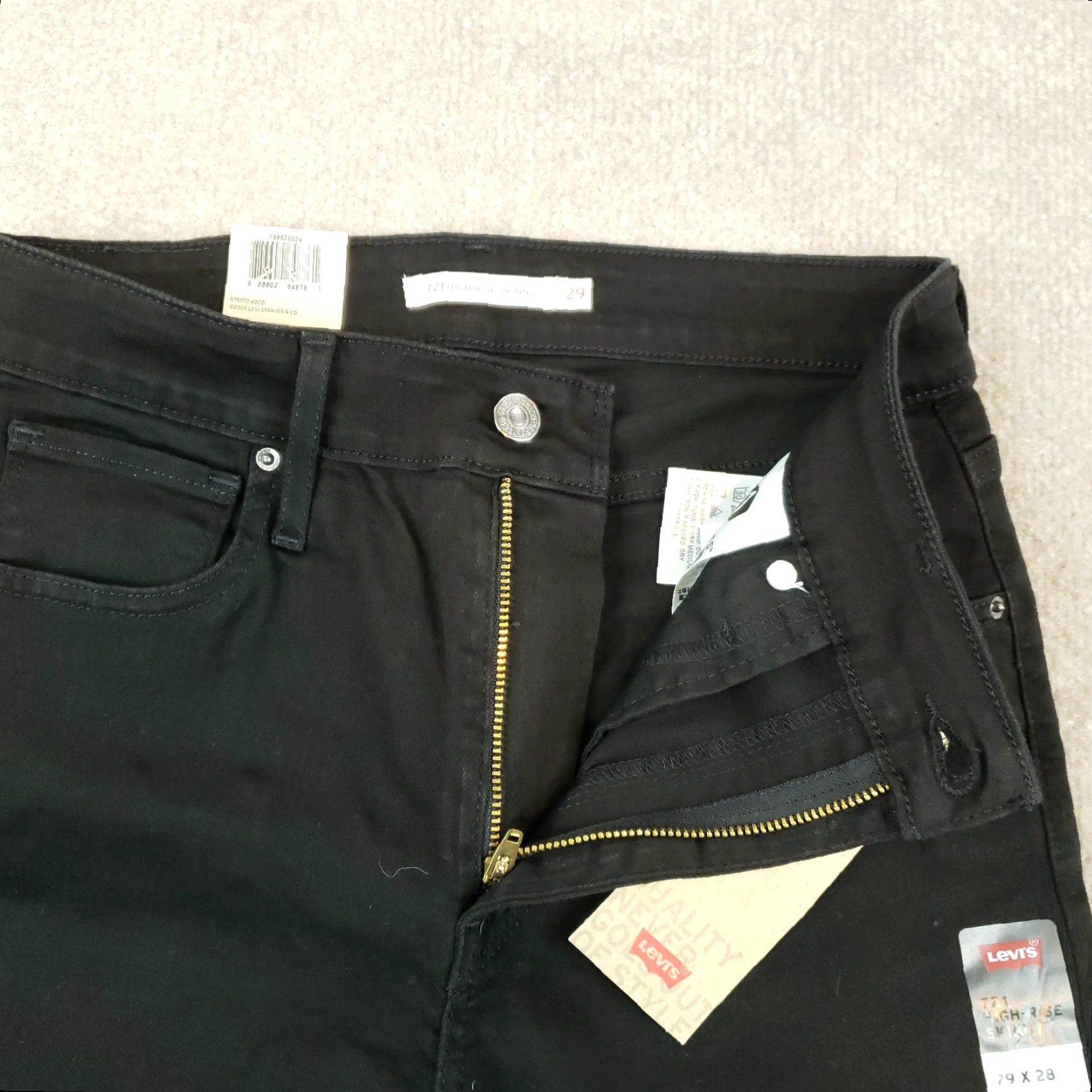 Levi's Levis Jeans Womens Size 26x28 Black Denim High Rise Skinny Casual Stretch Size 26" / US 2 / IT 38 - 6 Thumbnail
