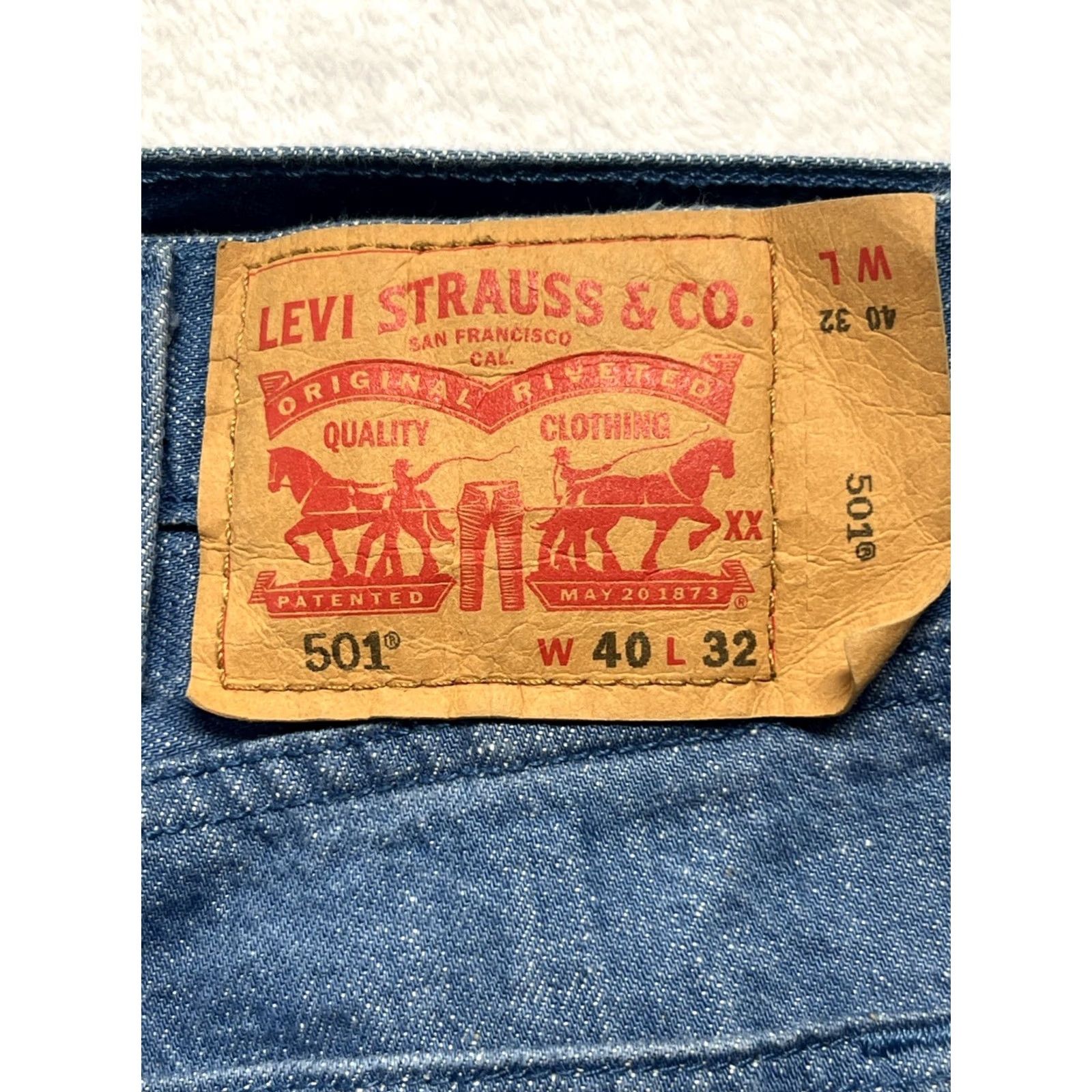 Levi's Levi's 501 Jeans Button Fly Straight Denim 40 x 32 Mens Blue Dark 100% Cotton Regular Fit Mexico Size US 40 / EU 56 - 5 Thumbnail