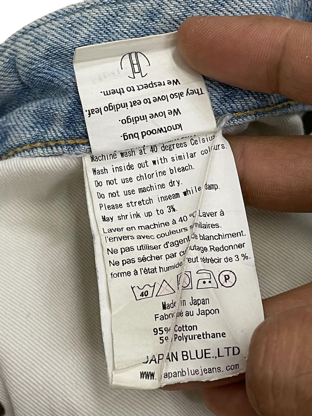Japan Blue × Japanese Brand Japan Blue Stretch Denim Knotwood Bug Indigo Distress Design Size US 34 / EU 50 - 20 Thumbnail