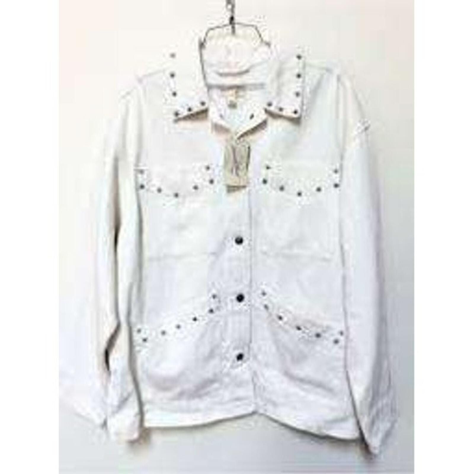 Other Universal Thread Denim Jacket Womens M White Studded NWT Size M / US 6-8 / IT 42-44 - 3 Thumbnail