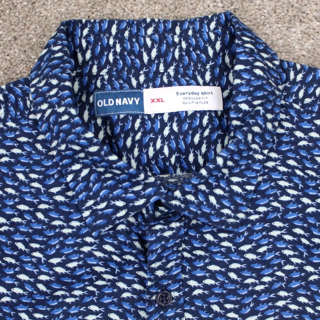 Old Navy Old Navy AOP Shirt Men 2XL Blue Everyday All Over Print Short Sleeve Button-Up Shirt Regular Fit Shirt Men Blue 2XL Old Navy Size US XXL / EU 58 / 5 - 2 Thumbnail