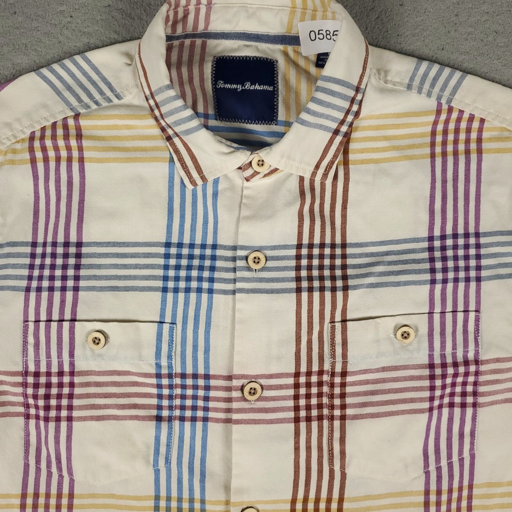 Tommy Bahama Tommy Bahama Shirt Mens XL Blue Red Plaid Silk Button-Up Short Sleeve Shirt Size US XL / EU 56 / 4 - 2 Thumbnail