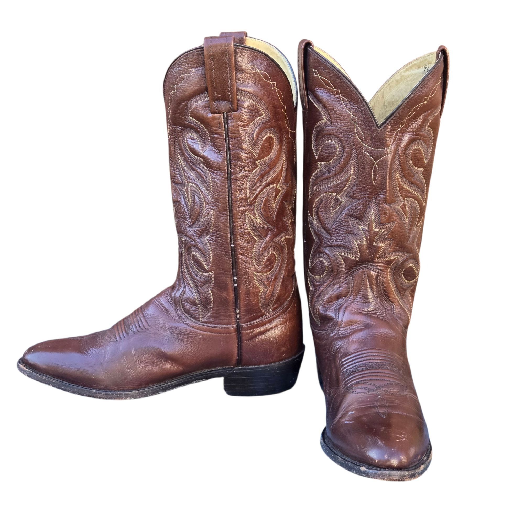Dan Post Dan Post Cowboy Boots Mens Brown Leather 9 D Western Rockabi Size US 9 / EU 42 - 1 Thumbnail