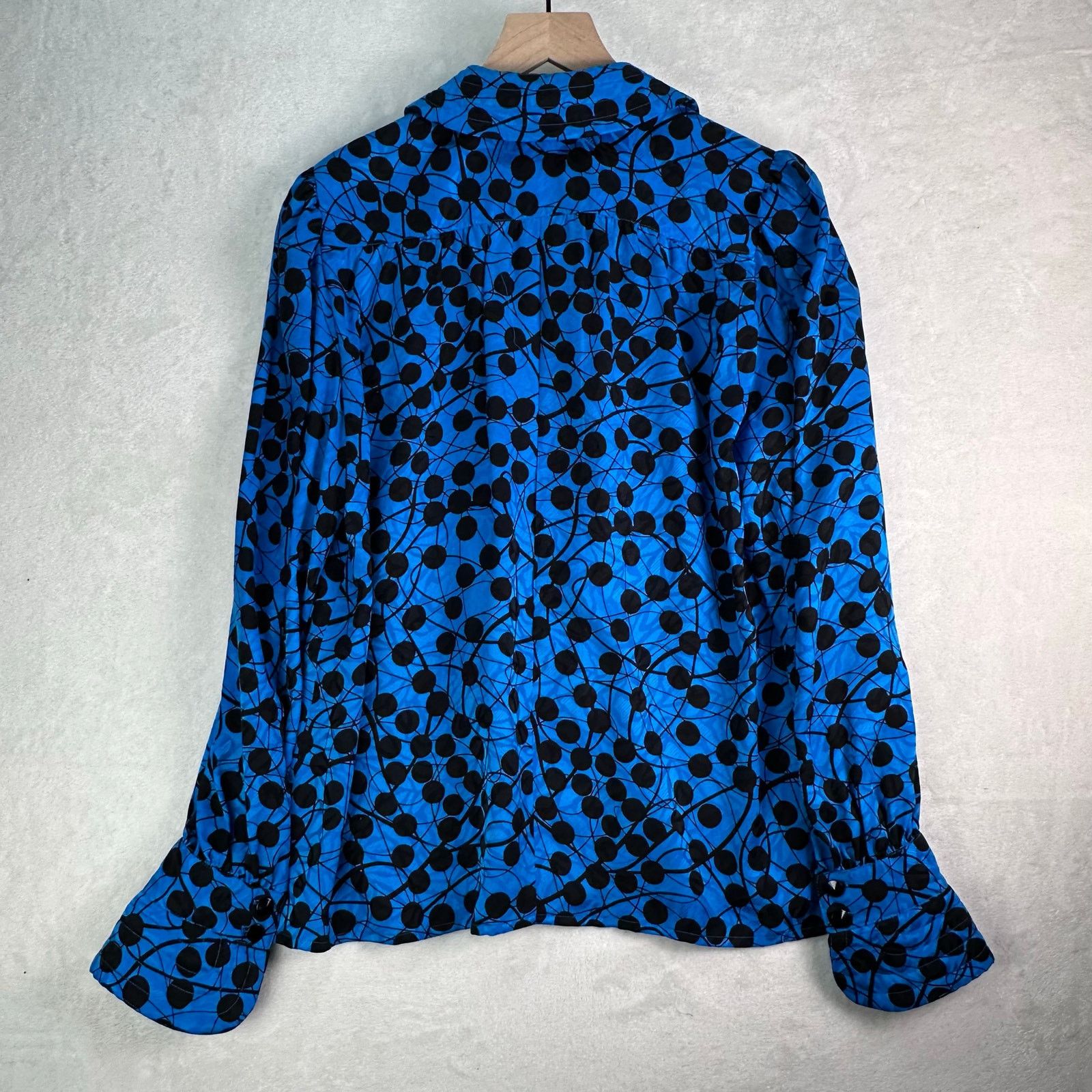 Adrianna Papell VTG Adrianna Papell Silk ButtonUp Blouse Polka Dot Blue Sz 8 Size M / US 6-8 / IT 42-44 - 10 Thumbnail