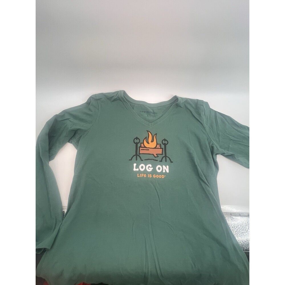 Life is Good Life is Good Womens Log On Crusher Tee Size L Spruce Green Size L / US 10 / IT 46 - 2 Thumbnail