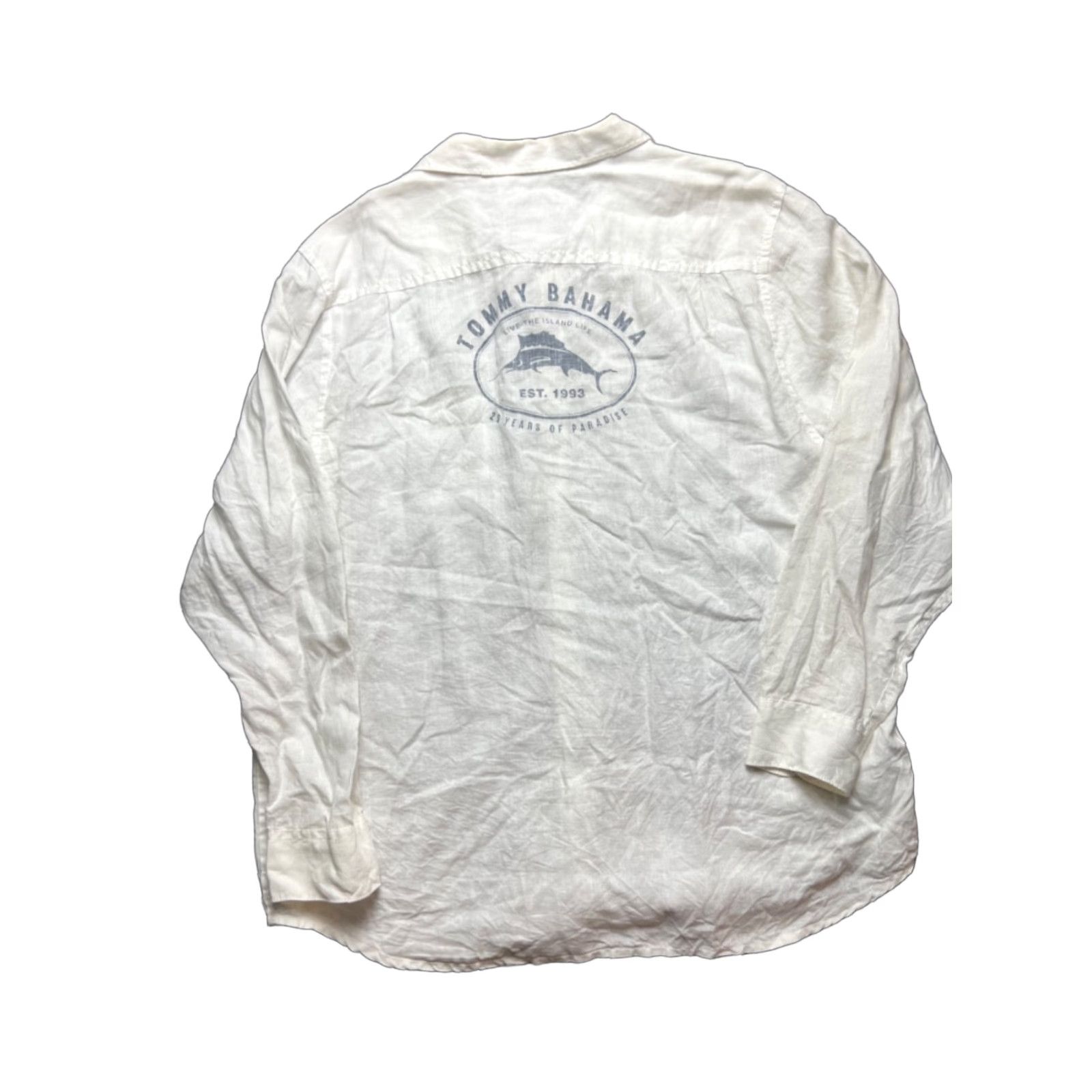 Tommy Bahama VINTAGE Tommy Bahama Long Sleeve Shirt 2XL White Linen Button-Up 25 Years of Paradise Mens Size US XXL / EU 58 / 5 - 1 Thumbnail