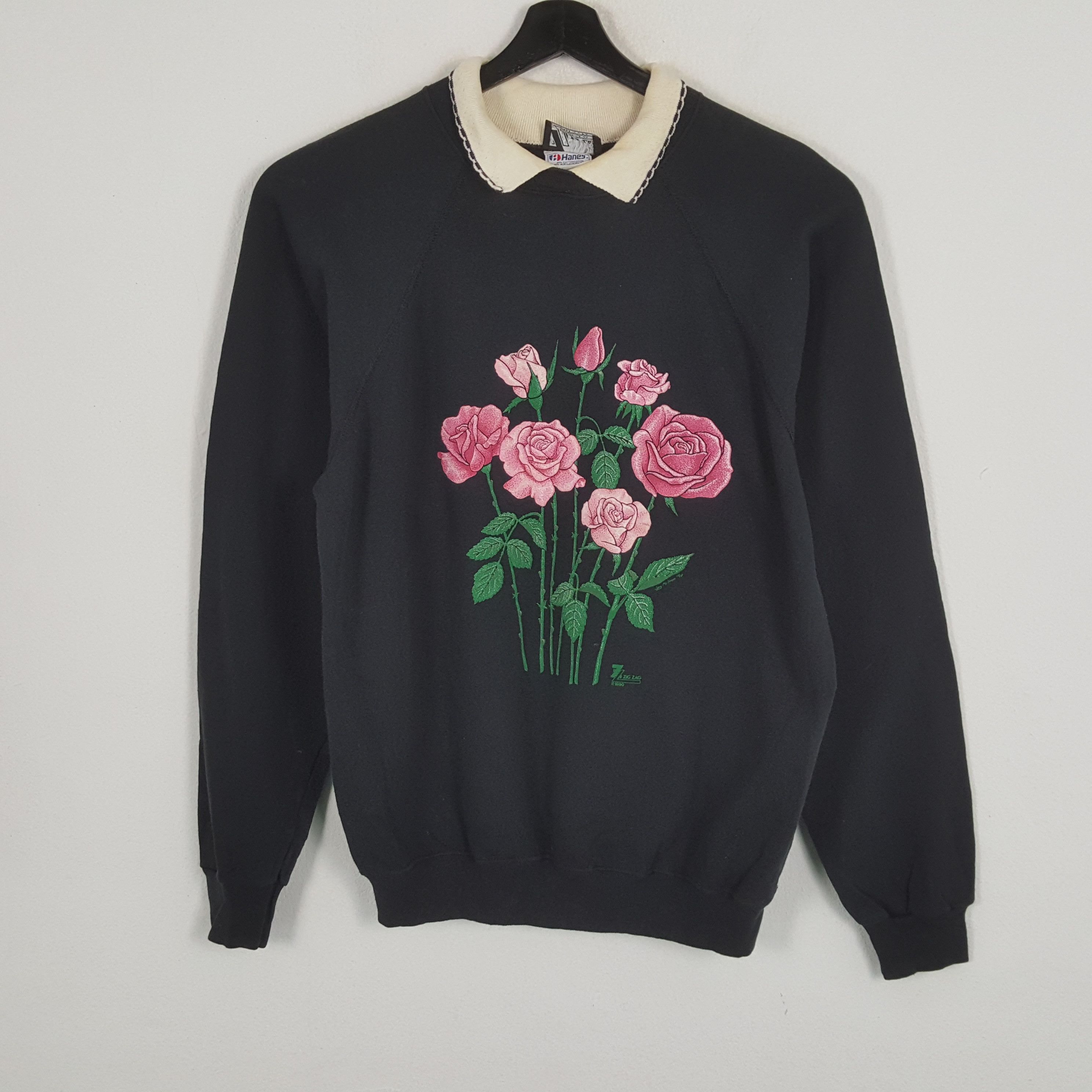 Vintage FLOWER ZIG ZAG Streetwear Style Collar Sweatshirt Size US L / EU 52-54 / 3 - 1 Thumbnail