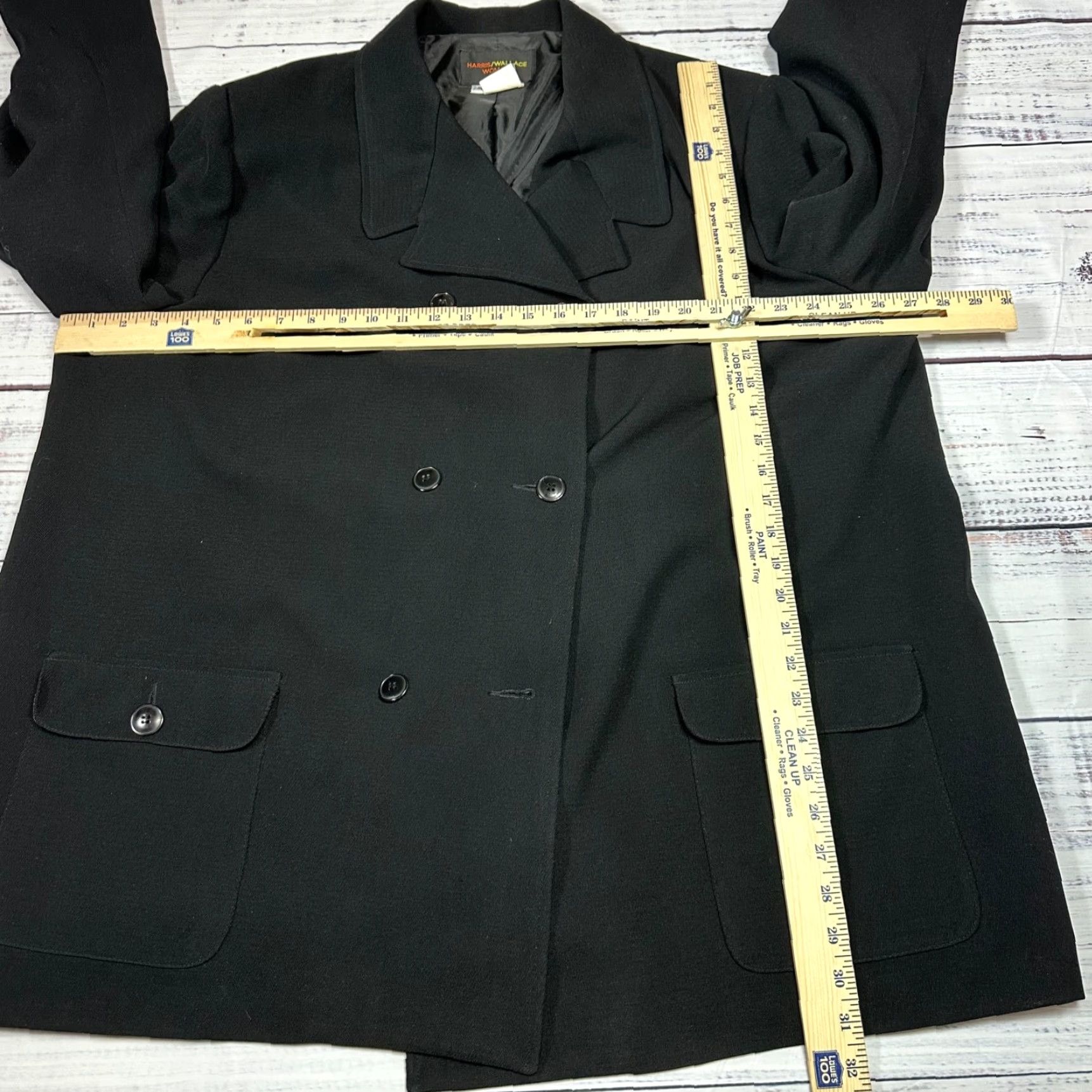Vintage Harris Wallace Womens Jacket Plus 24W Black Button Front Lined Pockets + Size 24W Black Size 4XL / US 24-26 - 2 Thumbnail