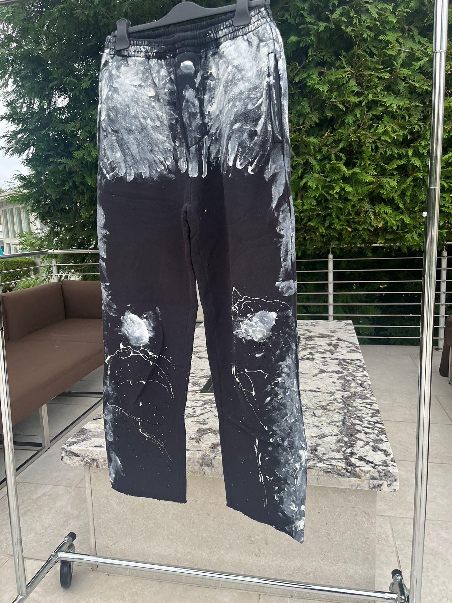 Balenciaga Paint Splatter Sweatpants in Black & White Size US 34 / EU 50 - 7 Thumbnail