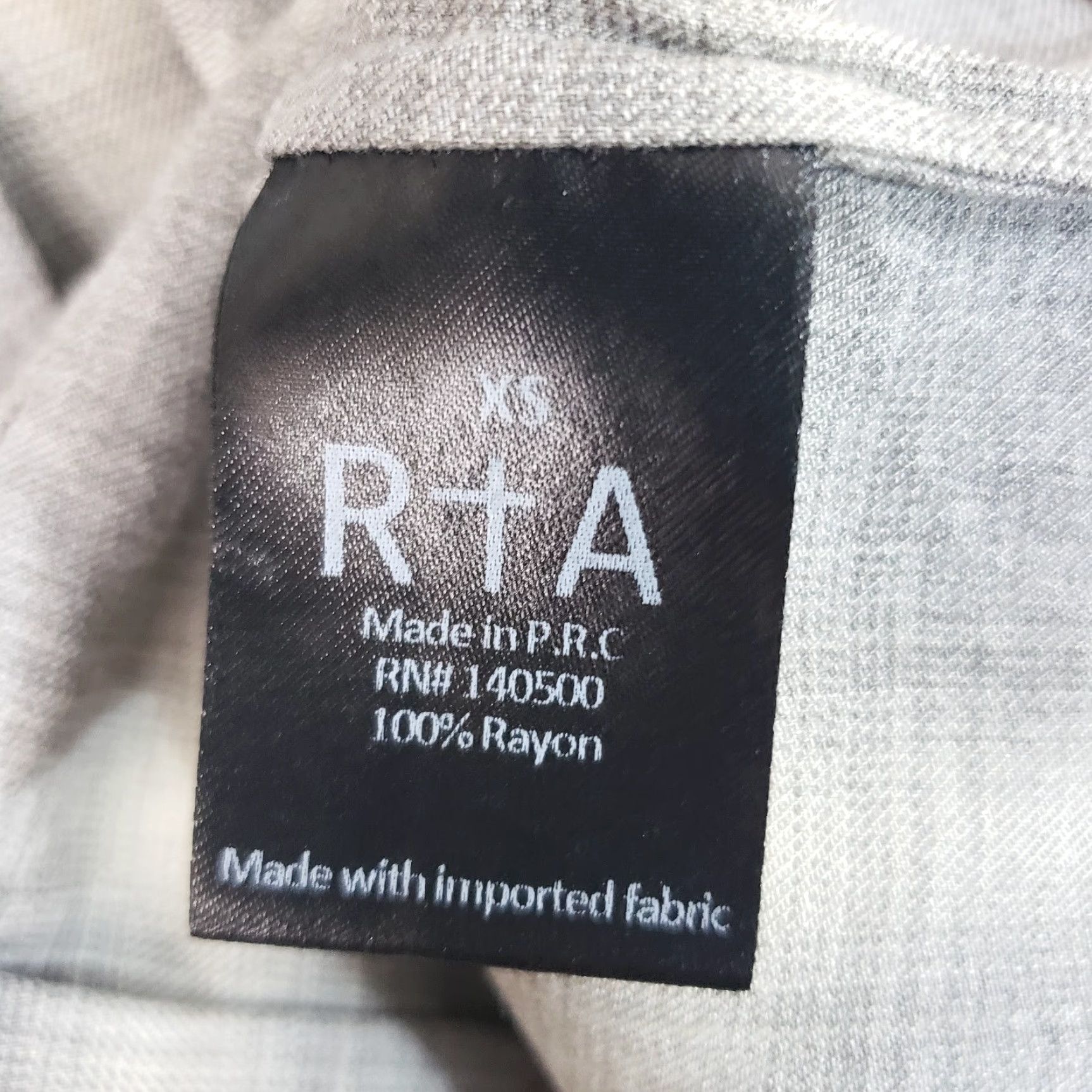 Vintage R+A Womens Button Front Crop Top XS Gray Plaid Long Sleeve Rayon Shirt Size XS / US 0-2 / IT 36-38 - 6 Thumbnail
