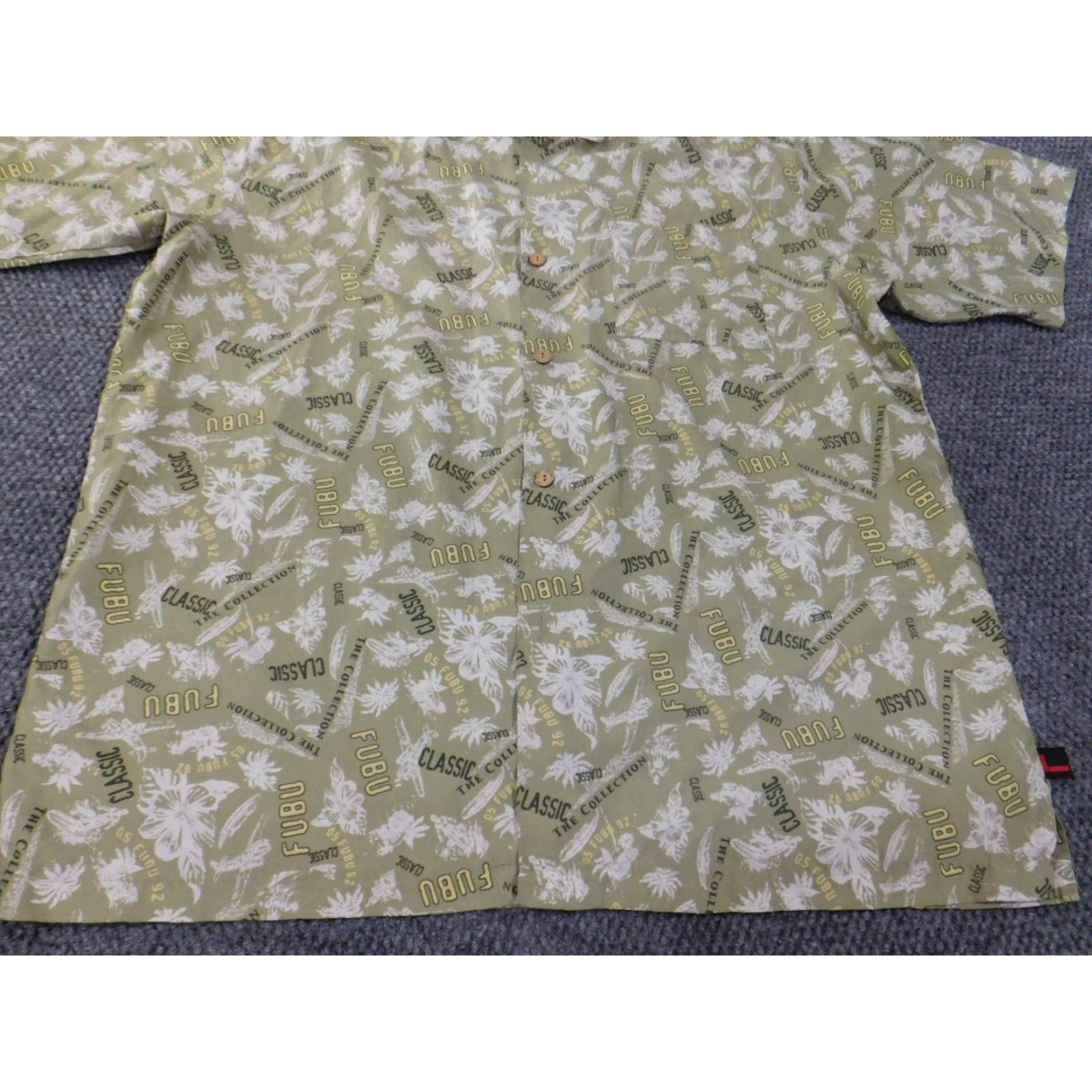 Fubu FUBU Shirt Button-Up Floral Green 90s Mens L Size US L / EU 52-54 / 3 - 6 Thumbnail