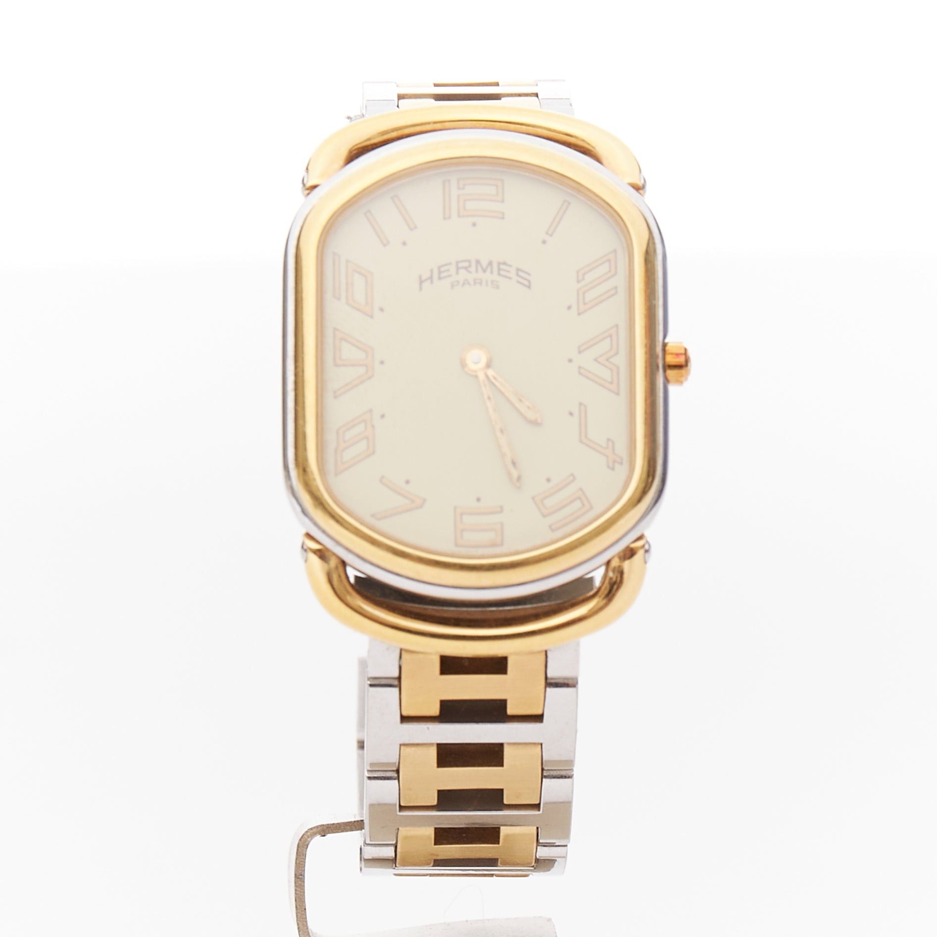 Hermes HERMES Rallye two-tone stainless steel gold plated saddle handle oval quartz watch Size ONE SIZE - 1 Thumbnail