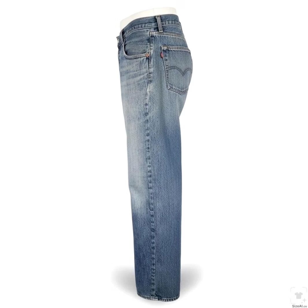 Levi's Levis 501 Jeans Mens 38x32 Blue Light Wash Straight Denim Button Fly Regular Fit Jeans Size US 38 / EU 54 - 3 Thumbnail