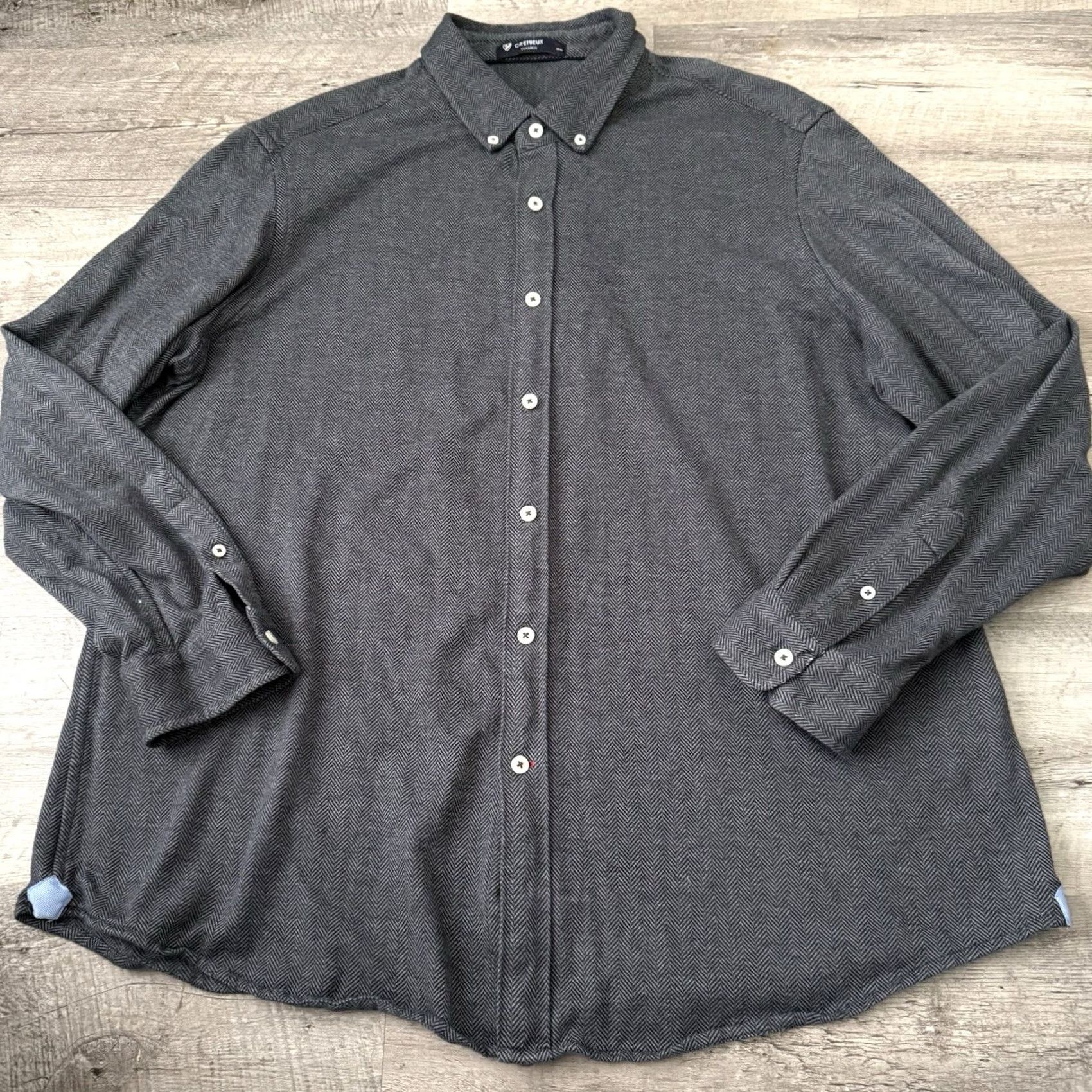 Cremieux Cremieux Classics Shirt Mens 2XL Gray Herringbone Knit Button-Down Long Sleeve Size US XXL / EU 58 / 5 - 3 Thumbnail