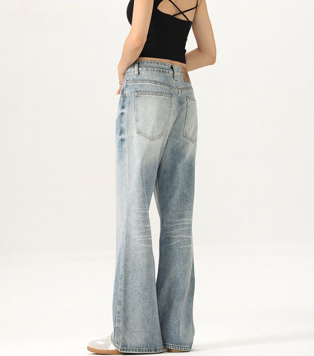 Jean American washed men's cat whisker straight loose baggy jeans Size US 32 / EU 48 - 4 Thumbnail