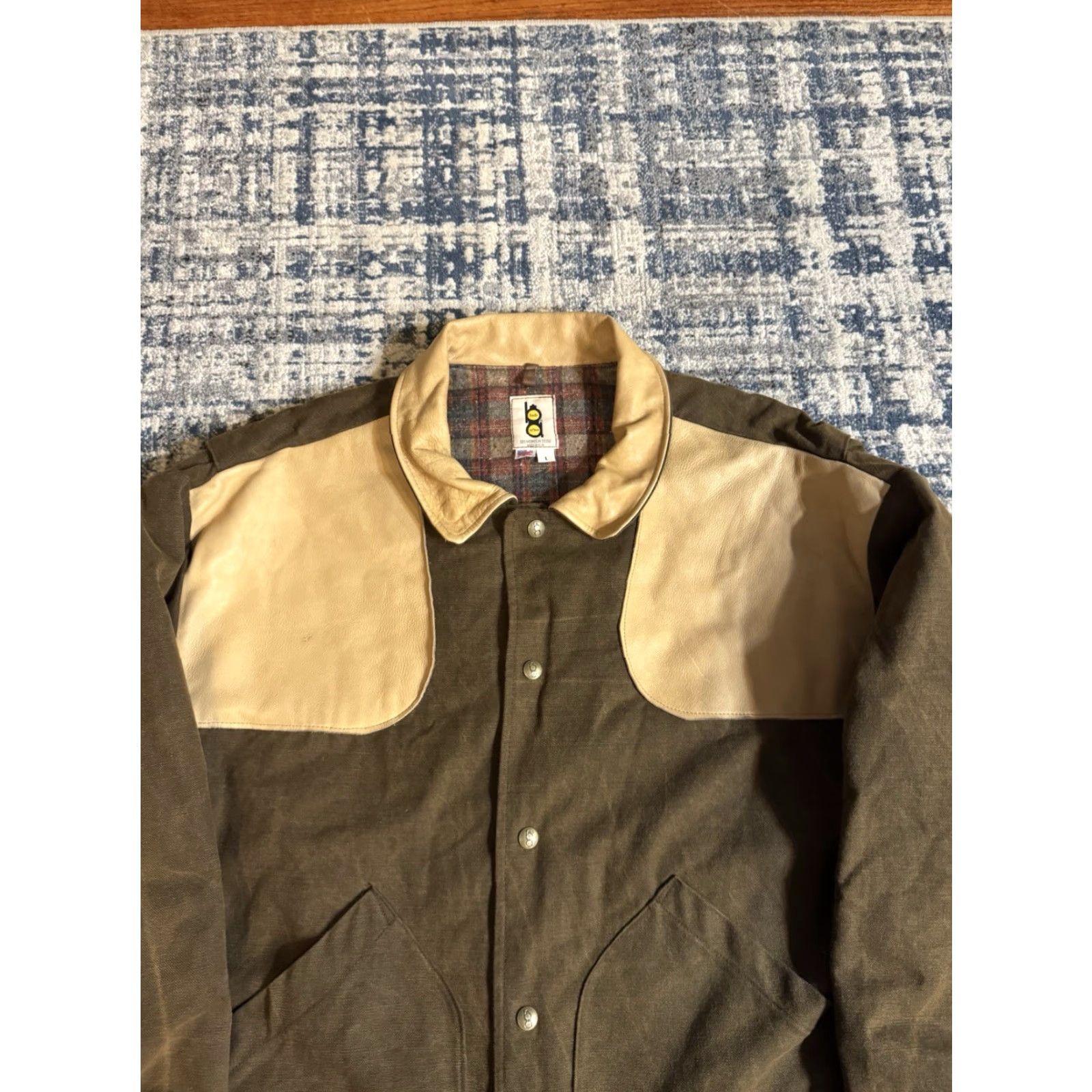 Vintage VINTAGE Bob Allen Brown Canvas Leather Blanket Lined Shooting Jacket Sz L Outdoor 1970s Leather Field Jacket Brown Mens? Size US L / EU 52-54 / 3 - 2 Thumbnail