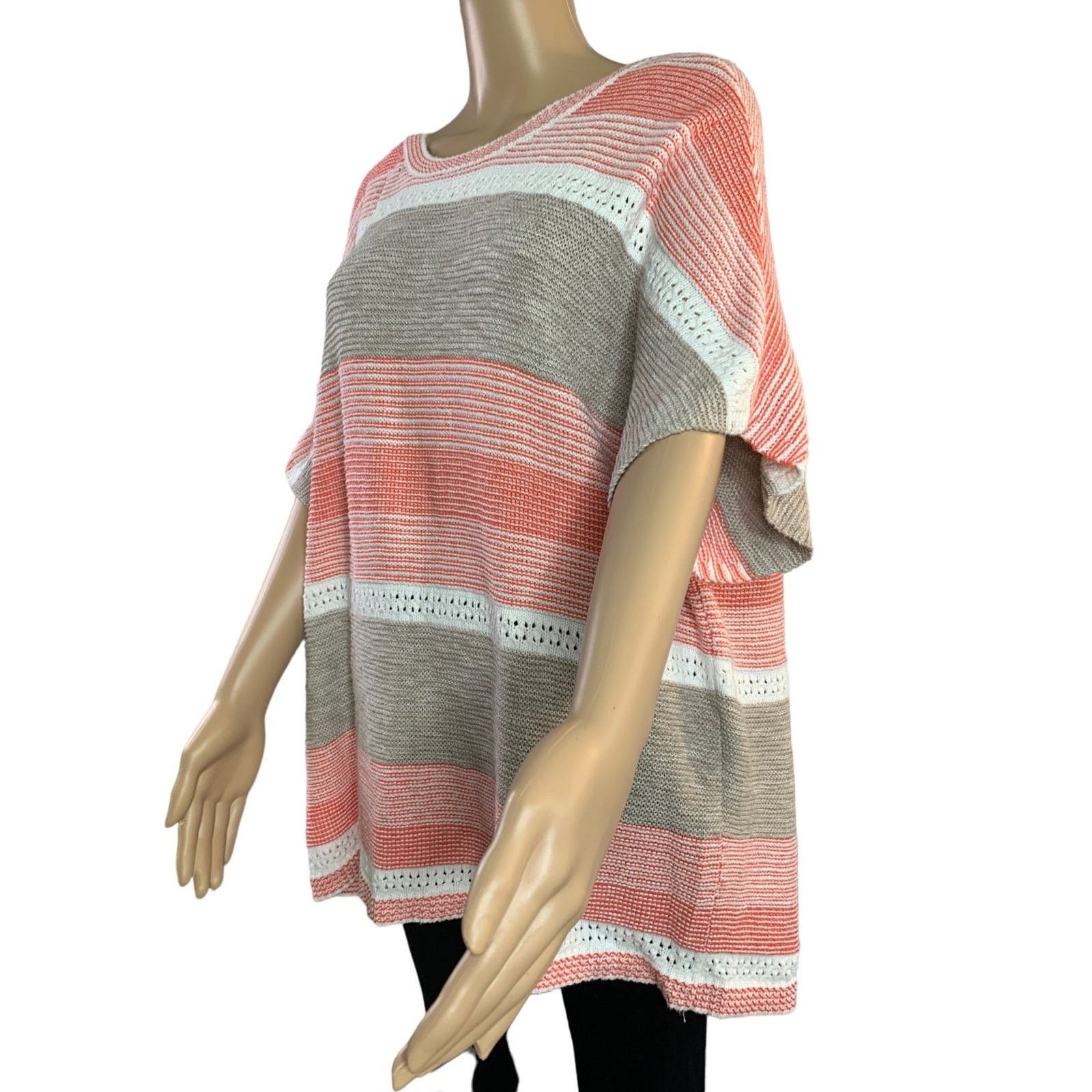 Chicos Chicos Womens Size 3 US XL Open Knit Sweater Cotton Blend Size 3XL / US 20-22 - 6 Thumbnail