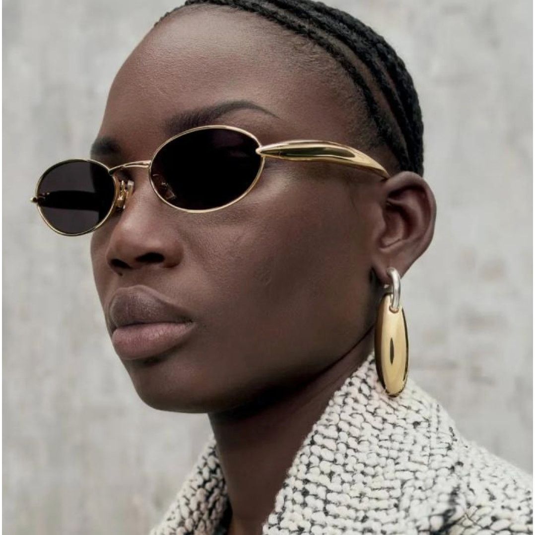 NEW Bottega Veneta BV1386S Gold Sardine Oval Sunglasses $655