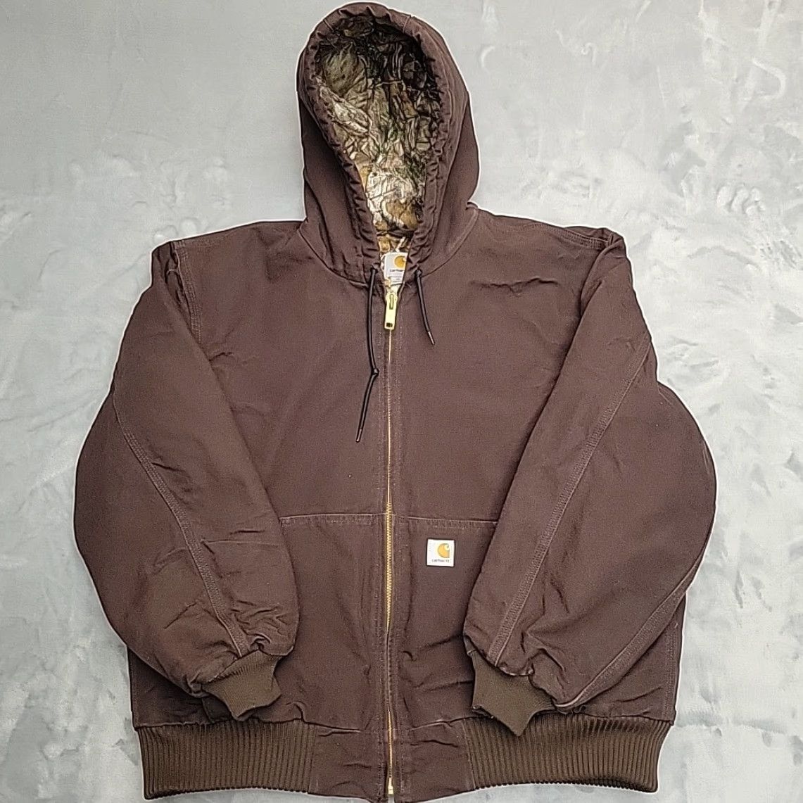 Carhartt VINTAGE Carhartt x Realtree Active Jacket Men XL Canvas Quilted Camo Hood Brown Lace? Size US XL / EU 56 / 4 - 2 Thumbnail