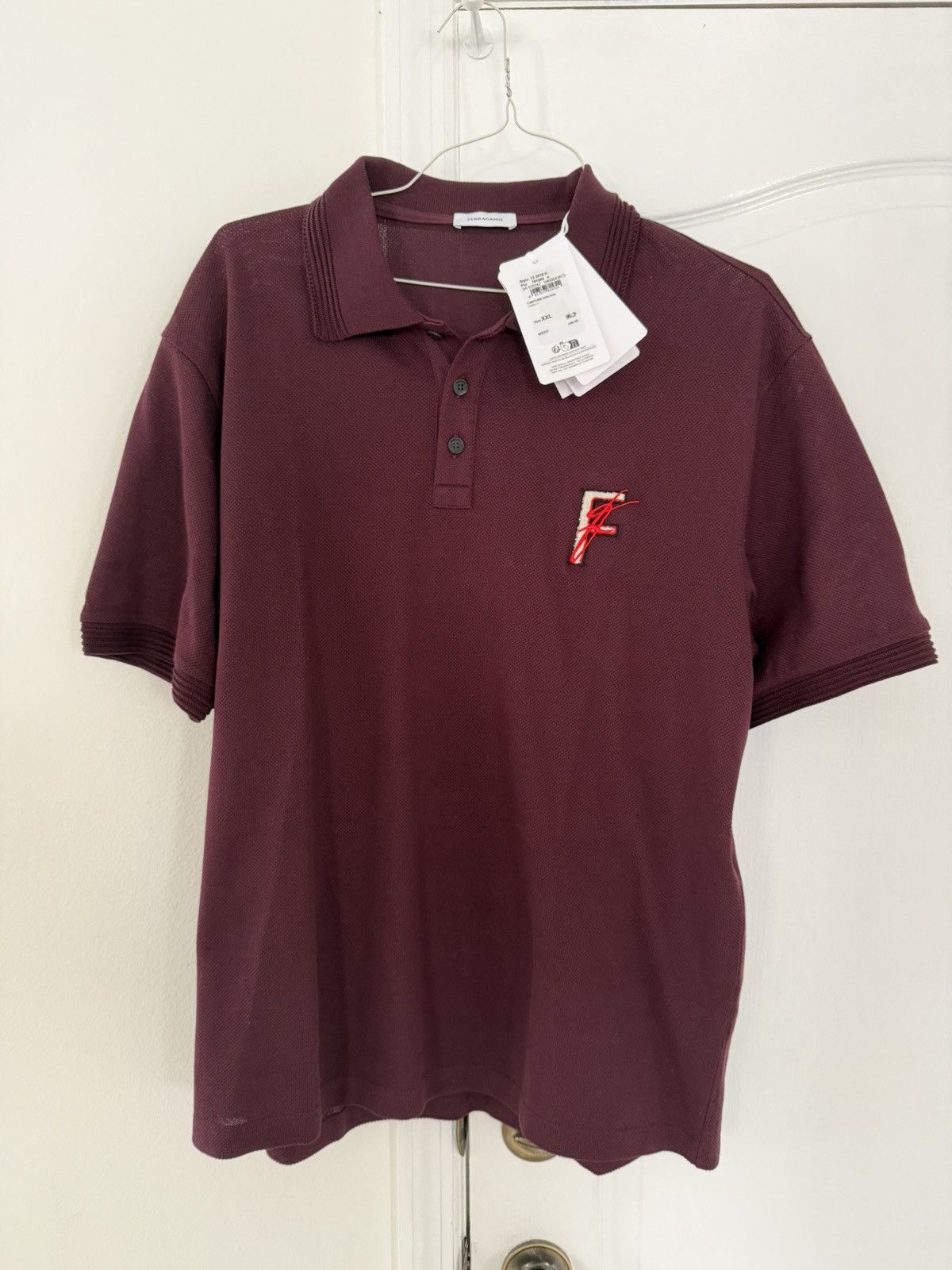 Ferragamo Burgundy (Oxblood) Polo Shirt Men’s Size XXL