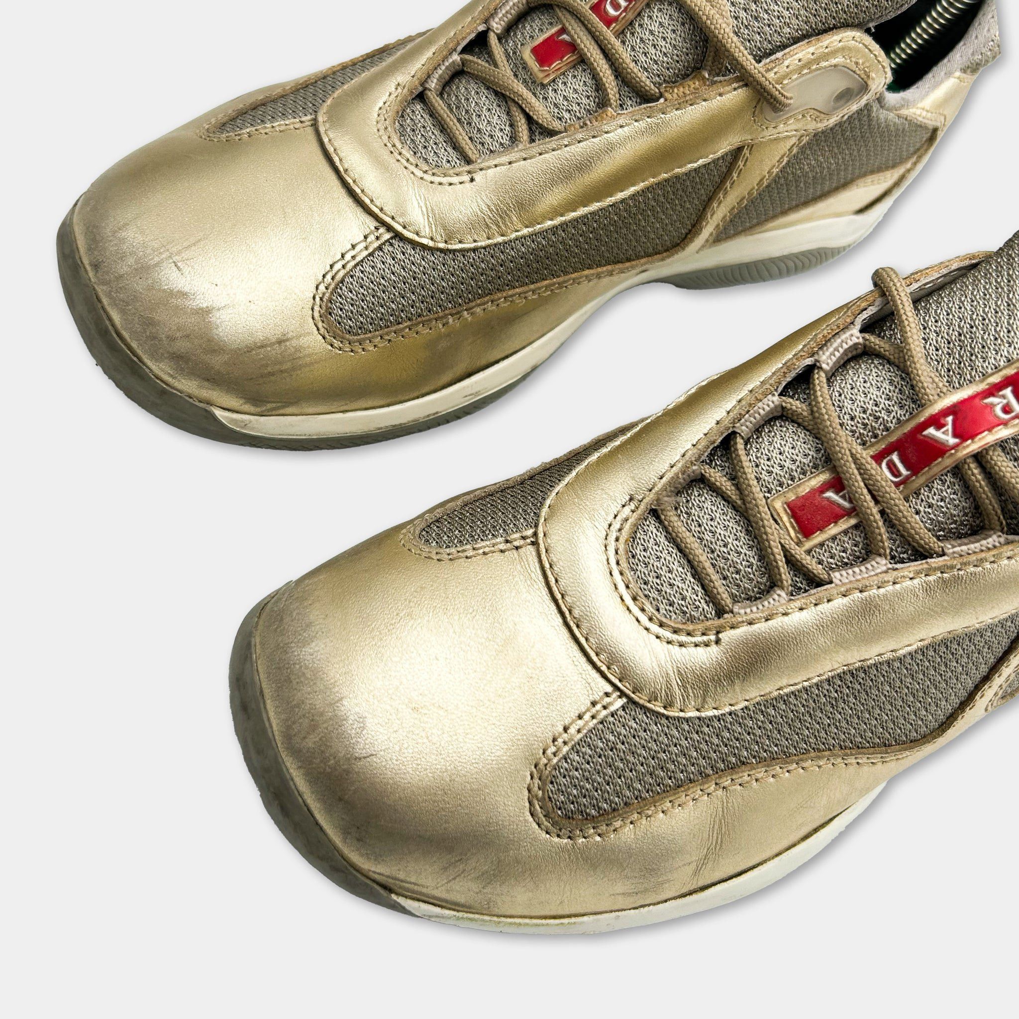 Prada Prada America’s Cup Golden Low Sneakers Size US 8 / IT 38 - 2 Thumbnail