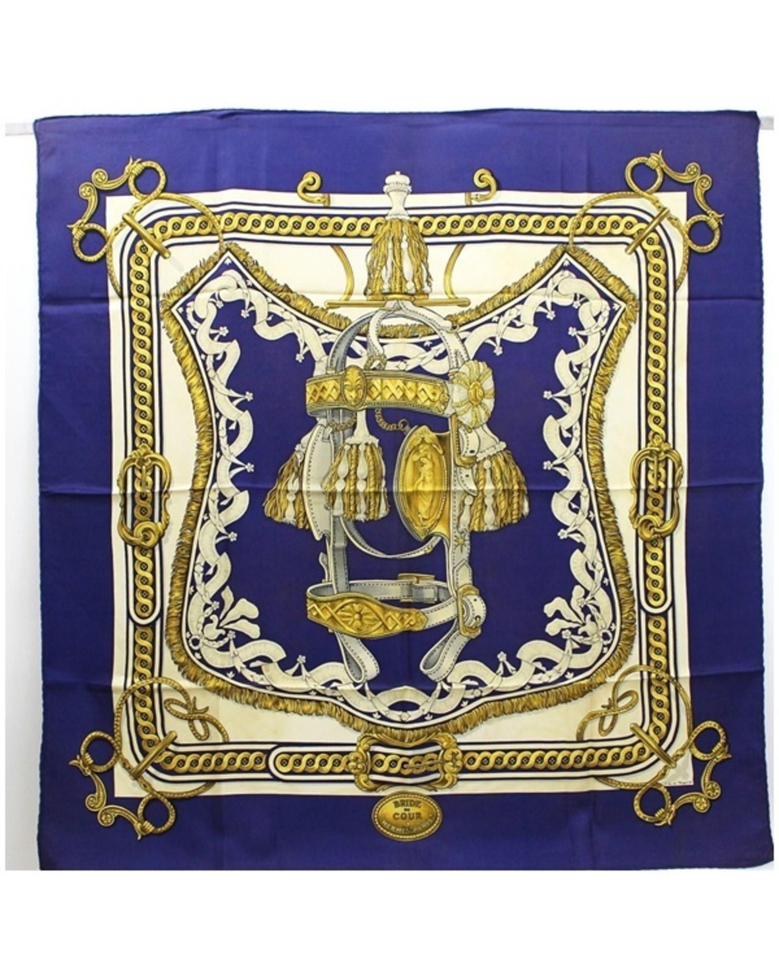 image of Hermes Purple Silk Square Scarf, Women's