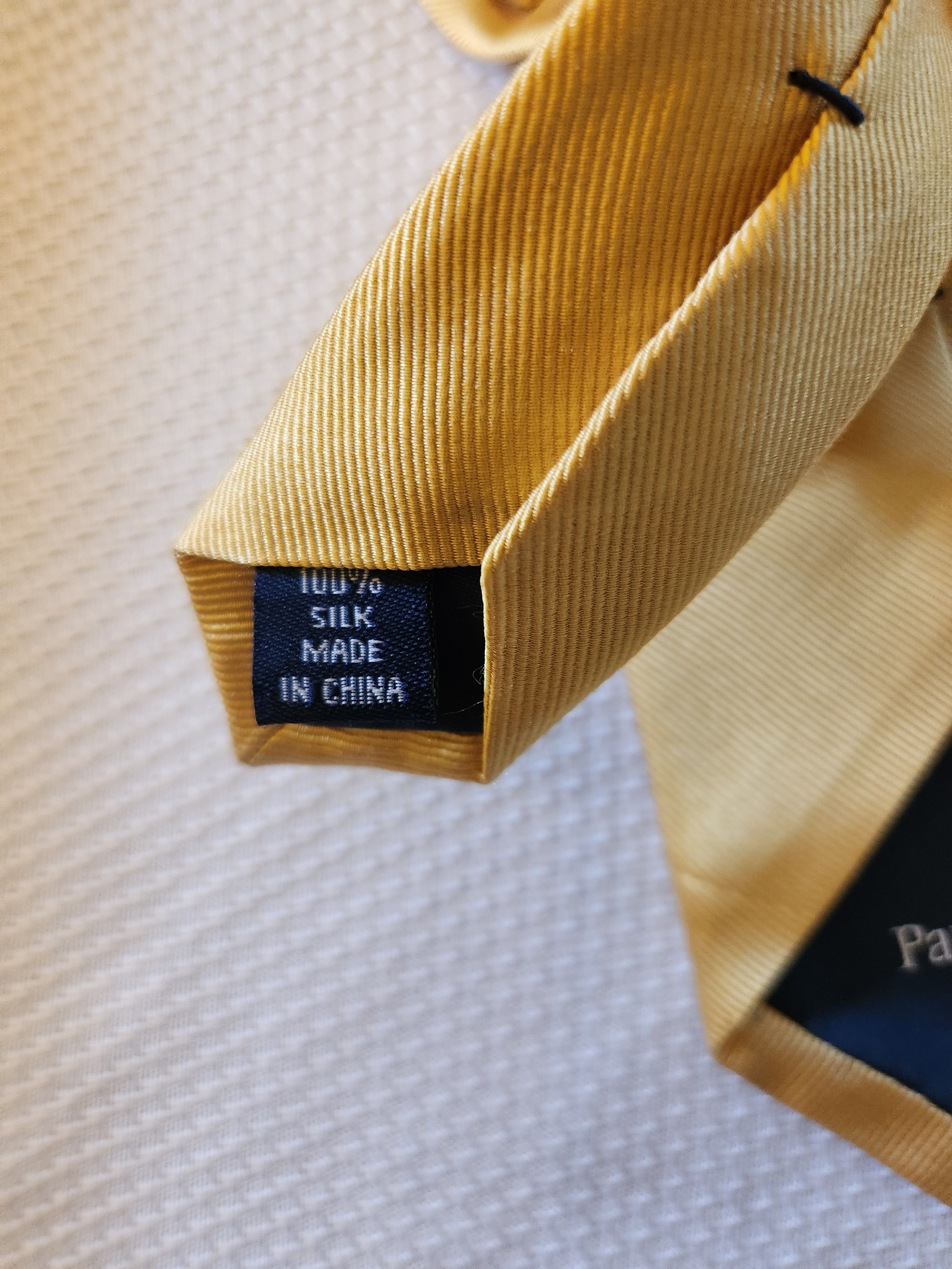 Paul Fredrick Gold 100% Silk Necktie. Size ONE SIZE - 3 Thumbnail