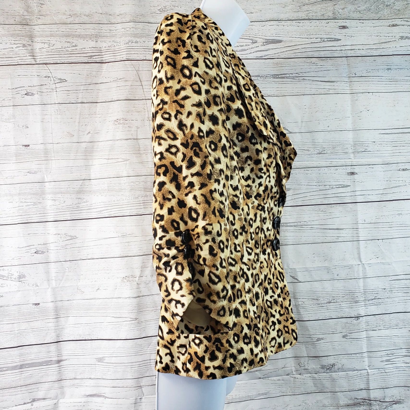Vintage Classiques Entier Womens Blazer Jacket 3/4 Sleeve Animal Print Brown Black XS/S Small Adult Womens Size S / US 4 / IT 40 - 3 Thumbnail