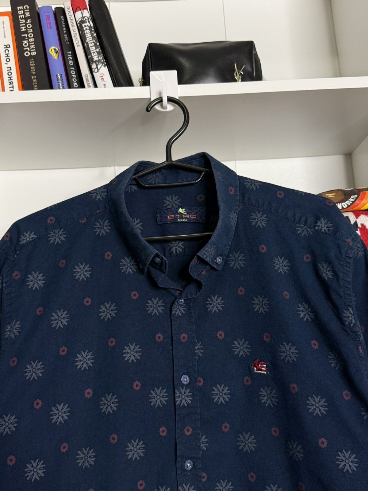 Etro Etro Navy Blue Floral pattern shirt size XXL(M) Size US M / EU 48-50 / 2 - 3 Thumbnail