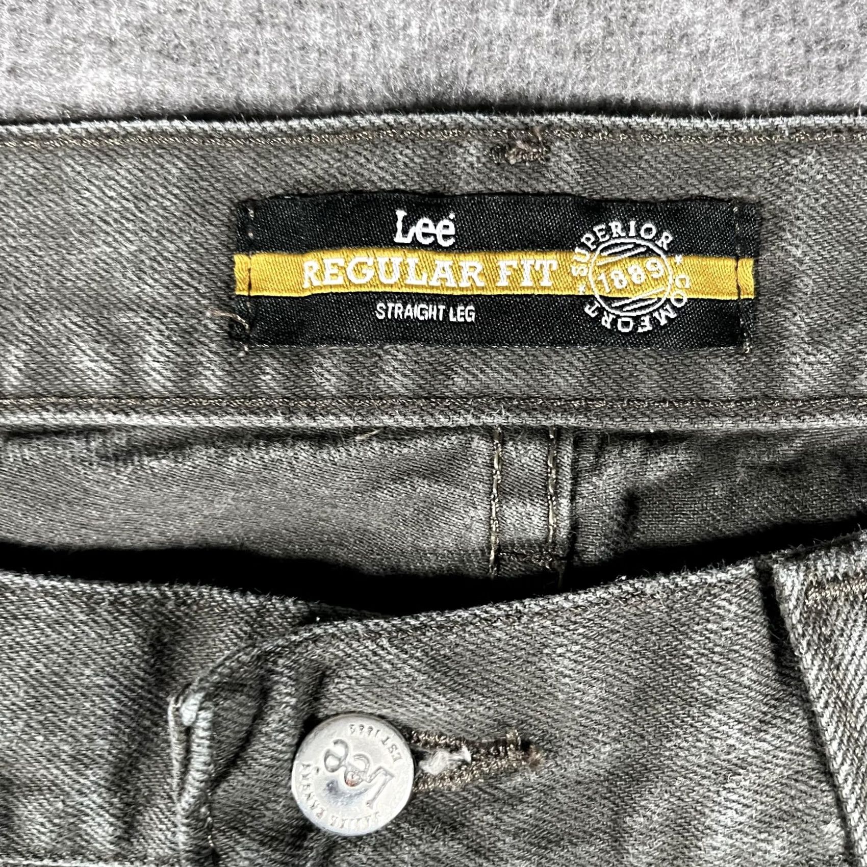 Lee Lee Jeans Mens 40x32 Green Stone Wash Regular Fit Straight Leg Denim Vintage Y2K Size US 40 / EU 56 - 7 Thumbnail