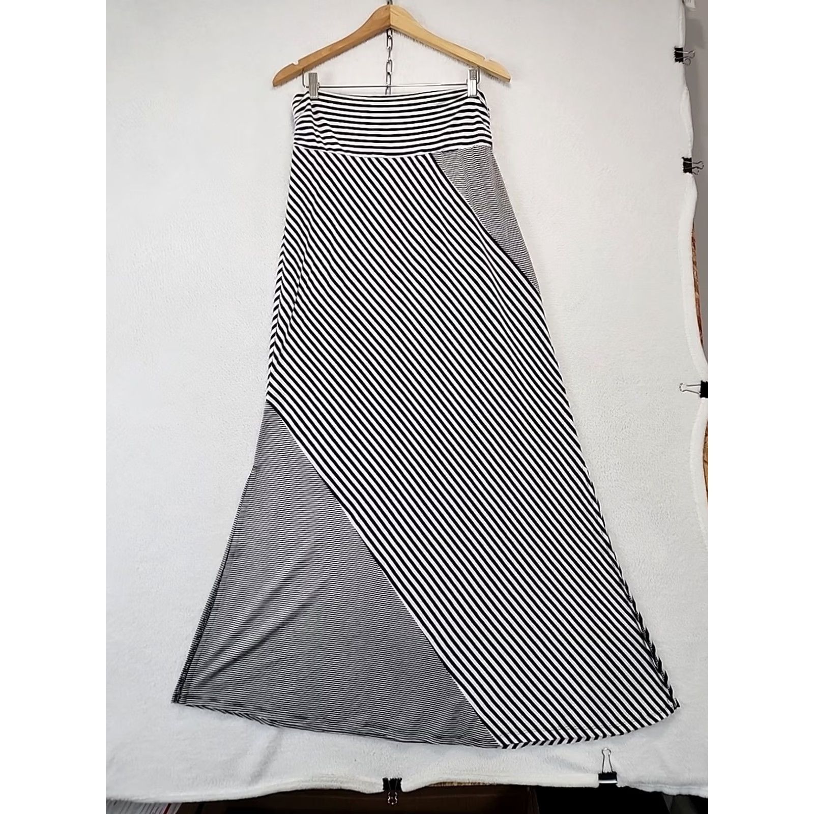 Vintage VINTAGE Vanity Black White Stripe Womens L Maxi Skirt A-Line Comfort Stretch Vintage Y2K Size 36" / US 14 / IT 50 - 3 Thumbnail