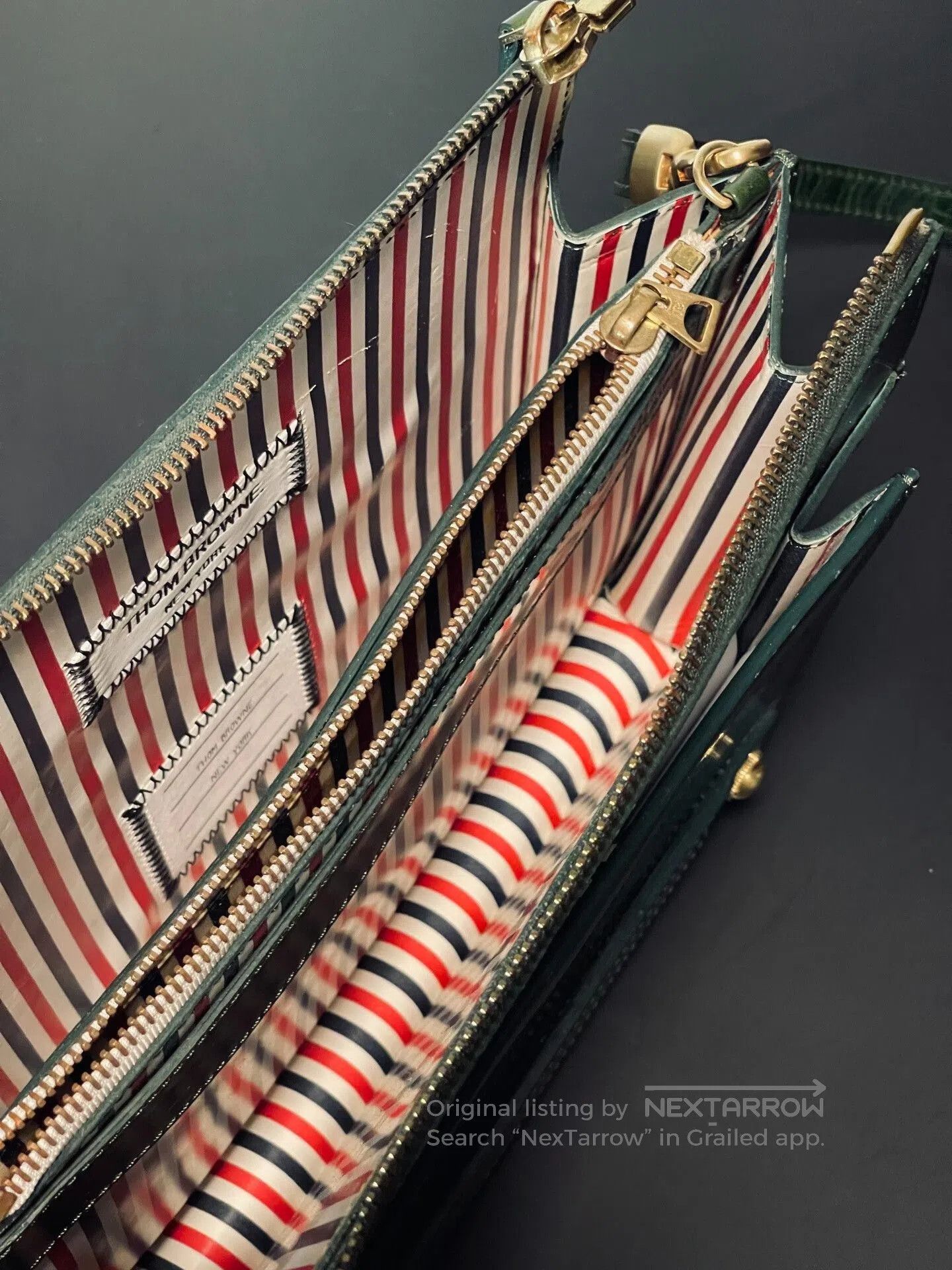 Thom Browne Green Shoulder Bag Clutch.