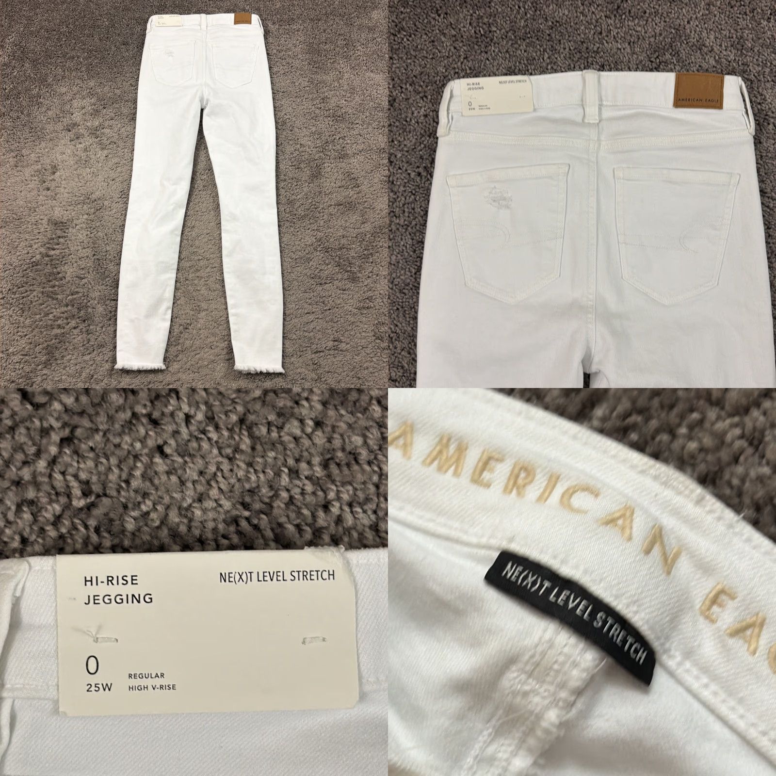 American Eagle Outfitters American Eagle Jeans Womens 0 White Skinny Distressed Denim Jeggings 24x28 Size 25" / US 0 / IT 36 - 8 Thumbnail
