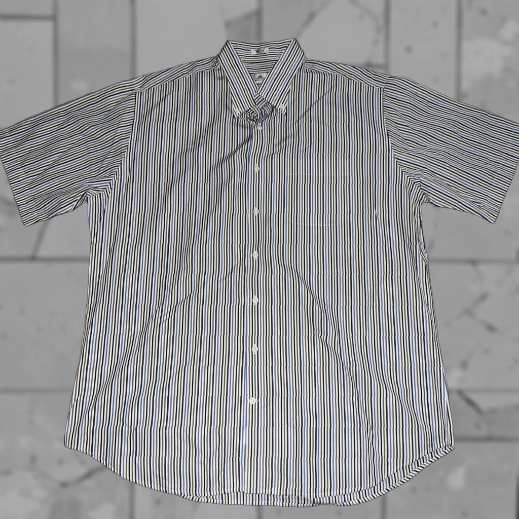 Peter Millar Peter Millar Striped Shirt Mens XL Short Sleeve Button-Up Blue Size US XL / EU 56 / 4 - 1 Thumbnail