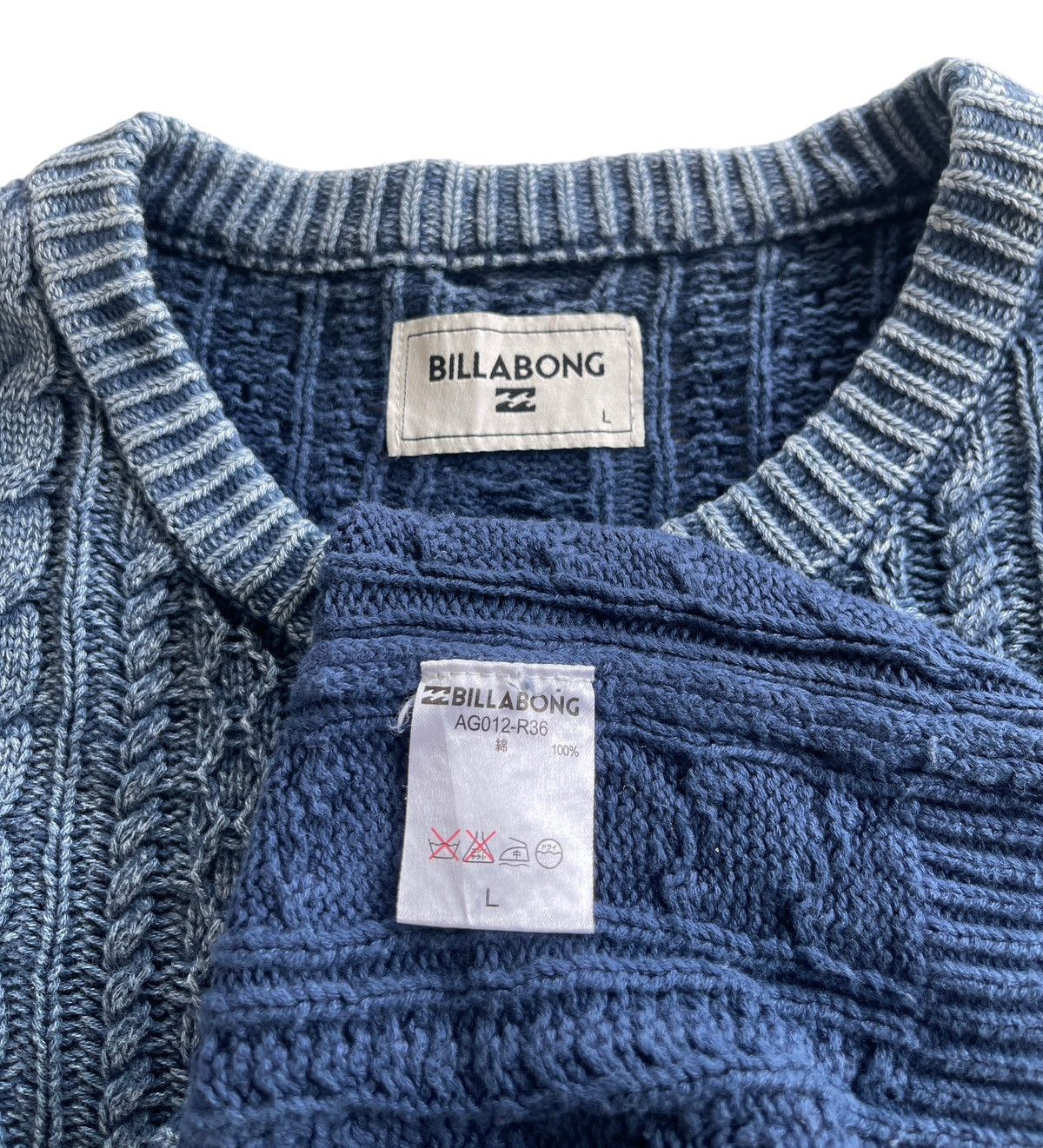 Billabong Vintage Billabong Cable Knit Indigo Sweater Size US L / EU 52-54 / 3 - 5 Thumbnail