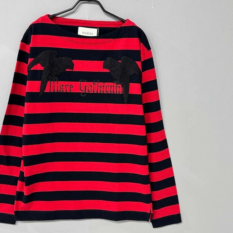 Gucci Red and Black Striped Embroidered Top-2505 Size M / US 6-8 / IT 42-44 - 2 Thumbnail