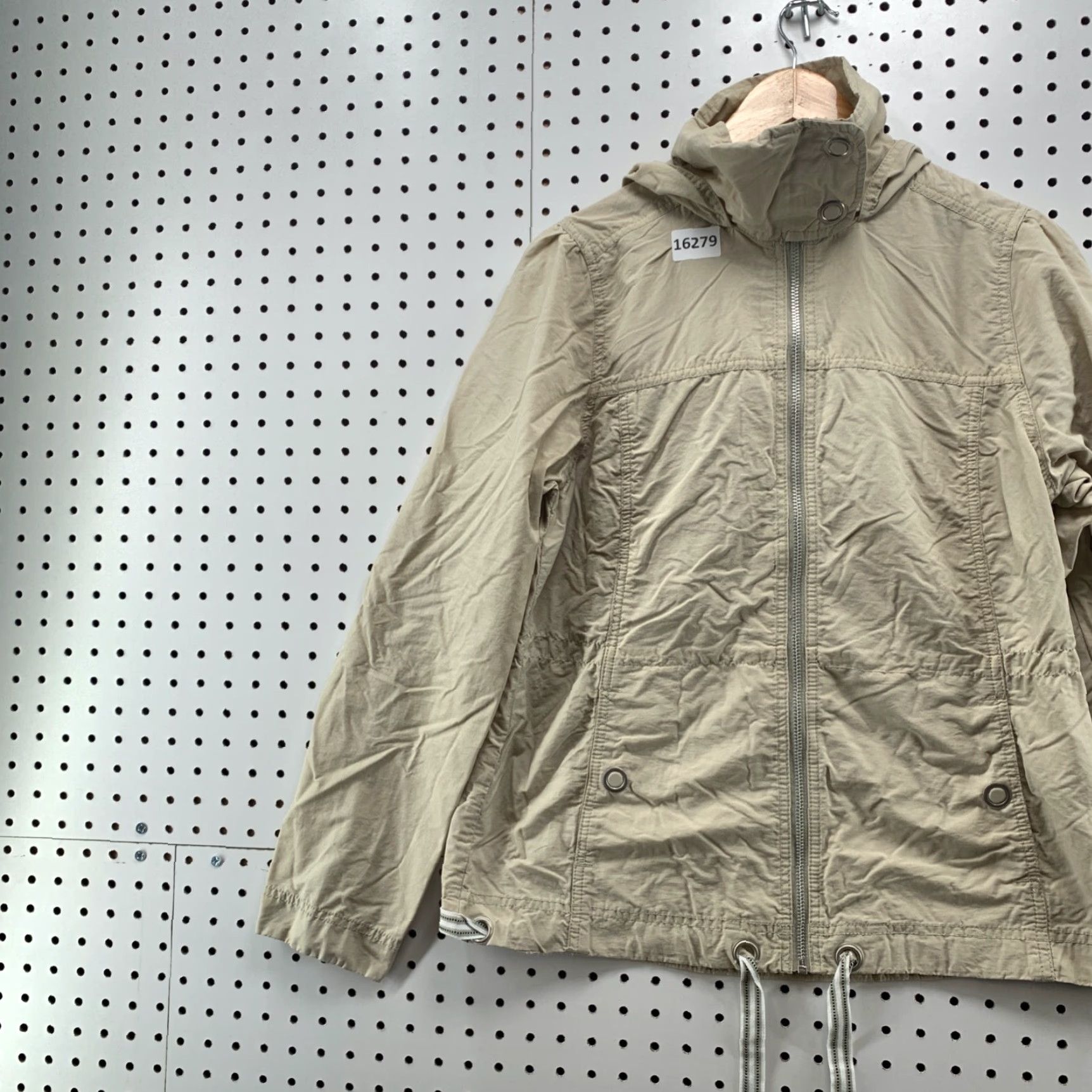 Vintage Columbia Womens Lightweight Hooded Jacket Beige Medium Full Zip Drawstring Jacket Size M / US 6-8 / IT 42-44 - 3 Thumbnail