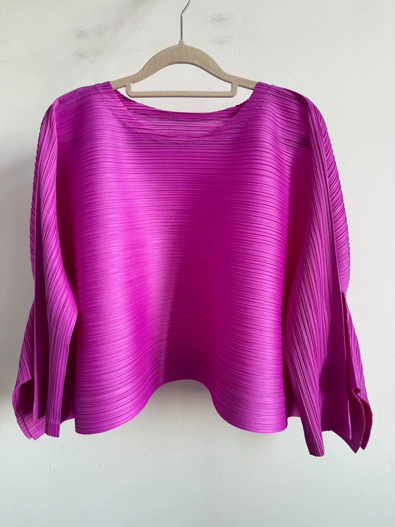 Issey Miyake Issey Miyake size:3 Pink pleated long-sleeved top Size S / US 4 / IT 40 - 1 Thumbnail