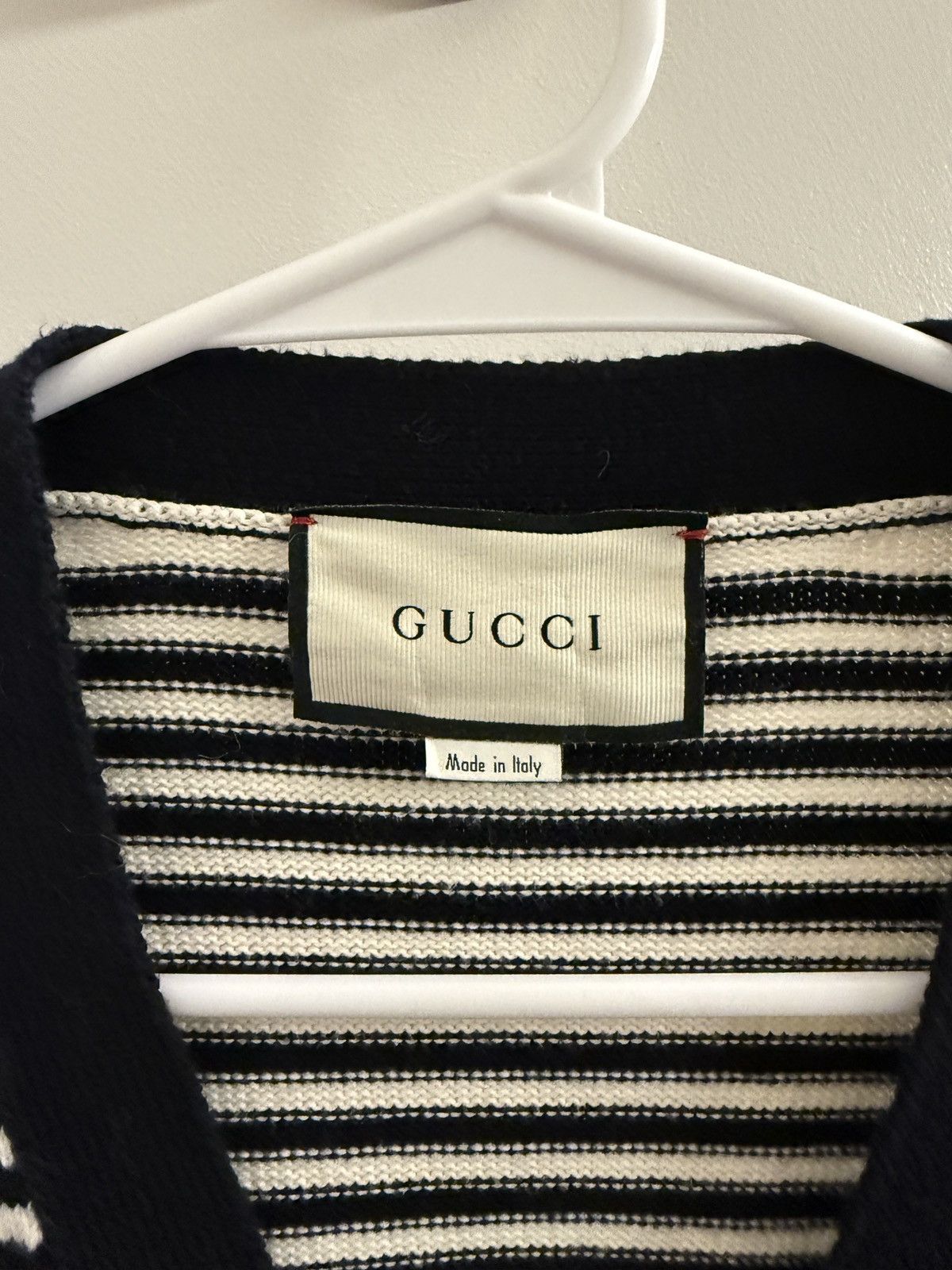 Gucci Gucci GG Monogram Cardigan Navy Red Stripe Size US L / EU 52-54 / 3 - 2 Thumbnail