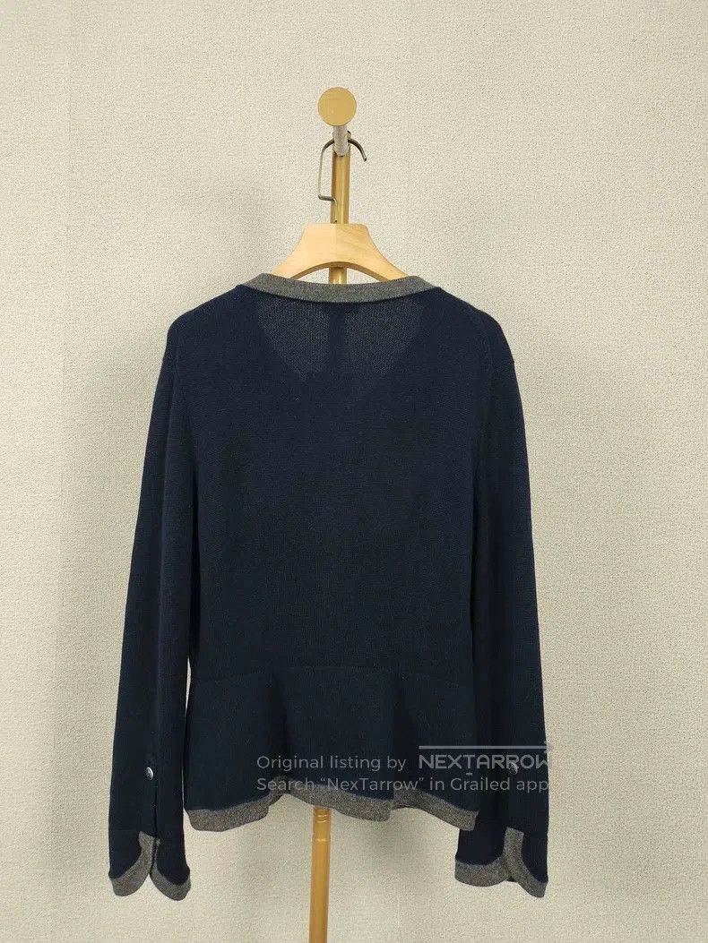 Chanel Blue and gray colour-blocked cashmere knitted cardi
