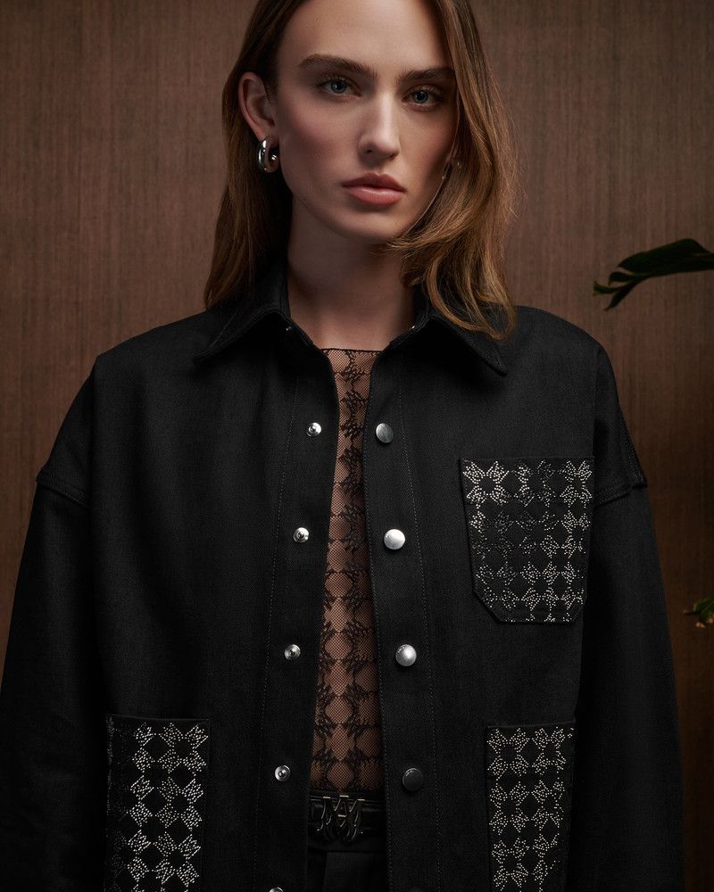 Amiri o1s1wg110126 MA Quad Crystal Workwear Jacket in Black Size M / US 6-8 / IT 42-44 - 4 Thumbnail