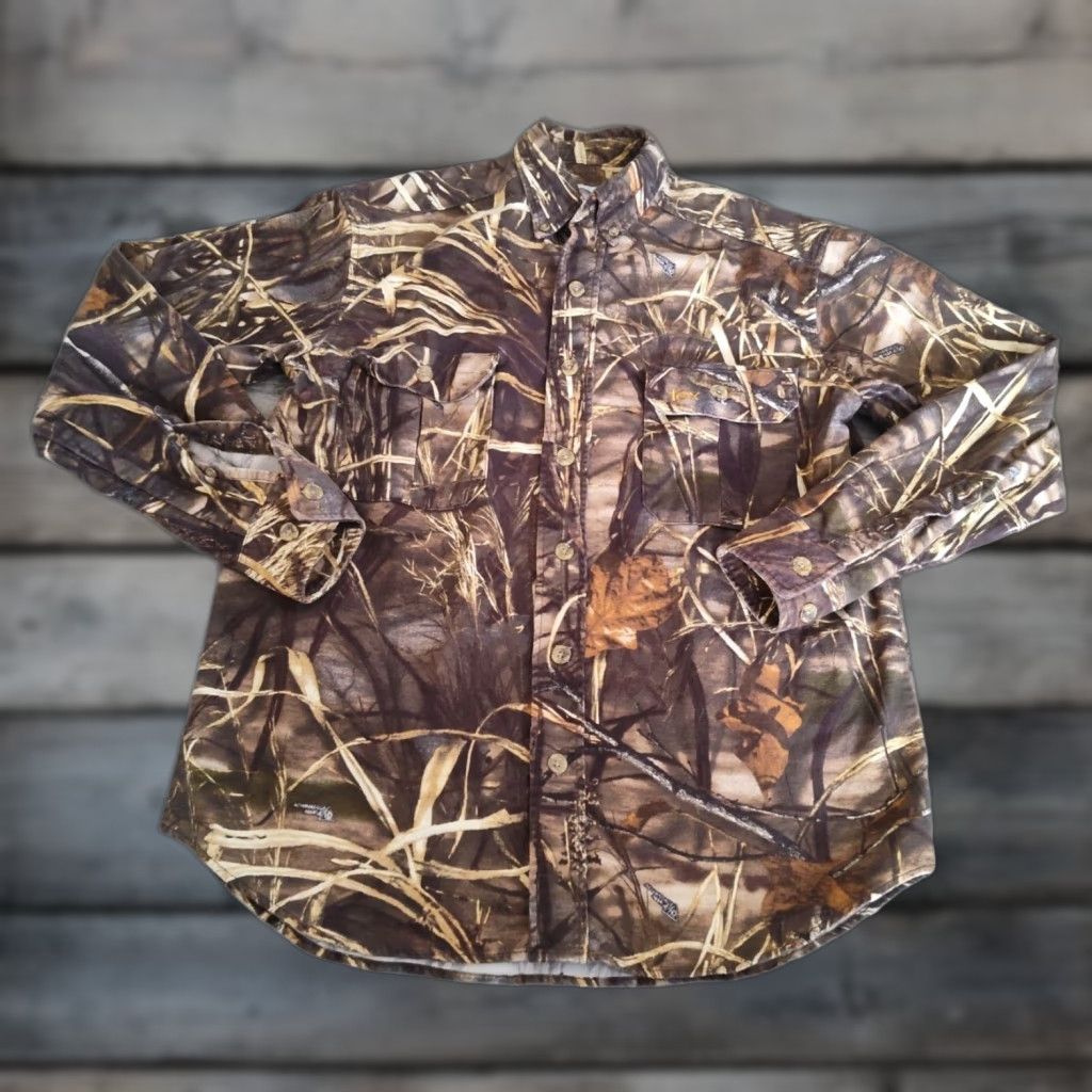 Vintage VINTAGE 10X Mens Button-Down Shirt Camouflage Flannel Hunting M Cotton Long Sleeve Fall Spring Mens Size US M / EU 48-50 / 2 - 1 Thumbnail