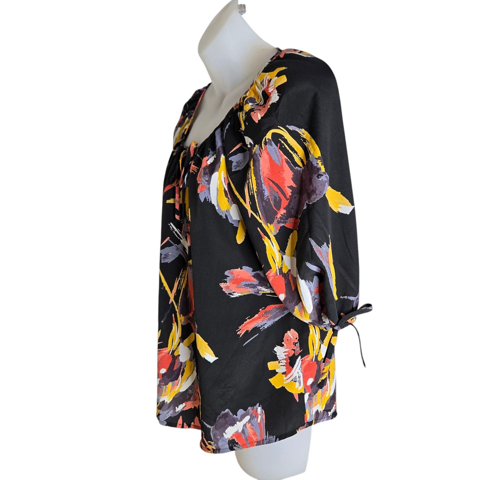 Loft Ann Taylor Loft Floral Top Small Abstract Brush Strokes Size S / US 4 / IT 40 - 4 Thumbnail