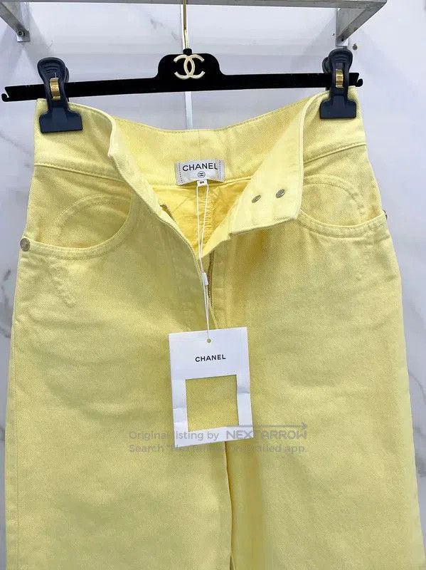Chanel Chanel Spring Autumn Yellow Cotton Pants . Size 23" - 6 Thumbnail
