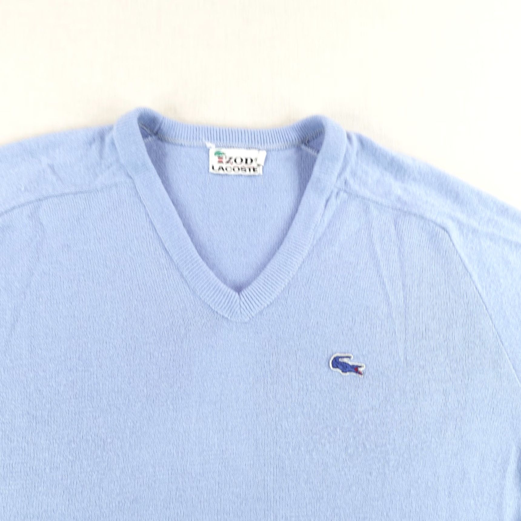 Lacoste VINTAGE Lacoste Izod Sweater Mens Medium Blue V-Neck Croc Logo Pullover 60s Size US M / EU 48-50 / 2 - 2 Thumbnail