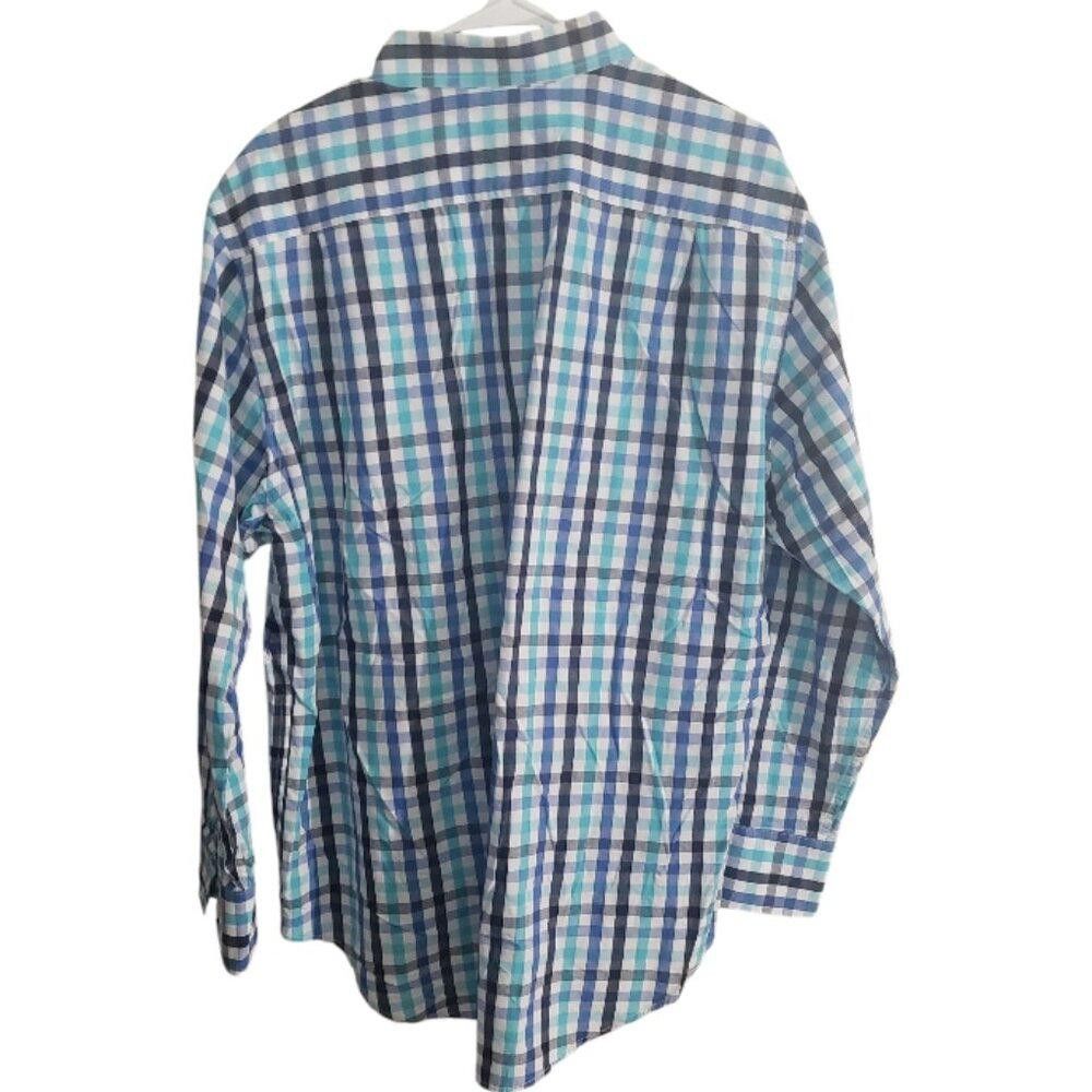 Designer CT1885 Peter Christian Aqua & Blue Long Sleeve Shirt XL Size 44R - 3 Thumbnail