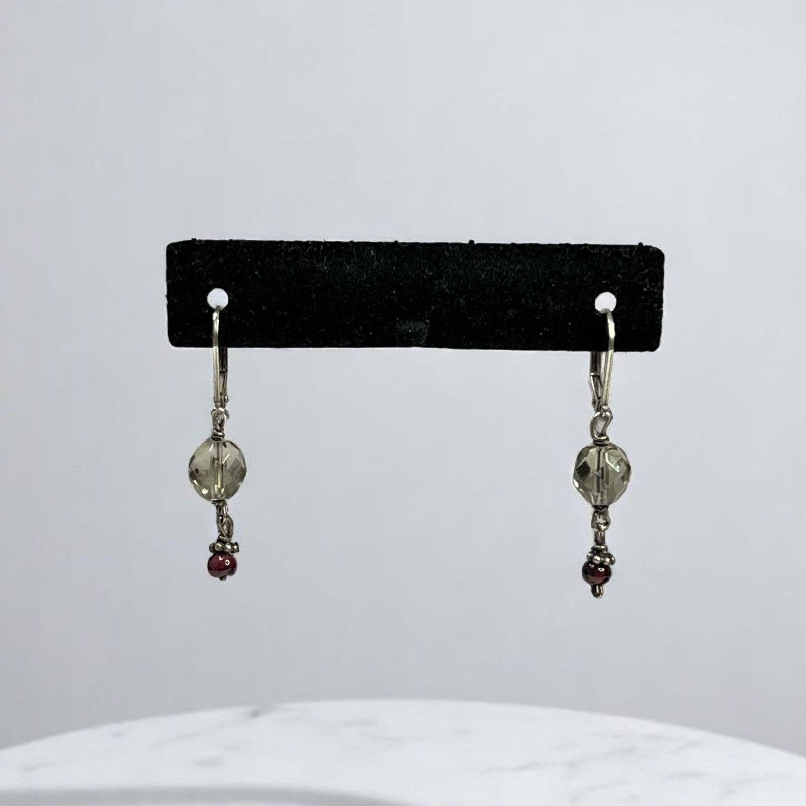 Designer Vintage Silver-Tone Drop Earrings With Faceted Beads Size ONE SIZE - 1 Thumbnail