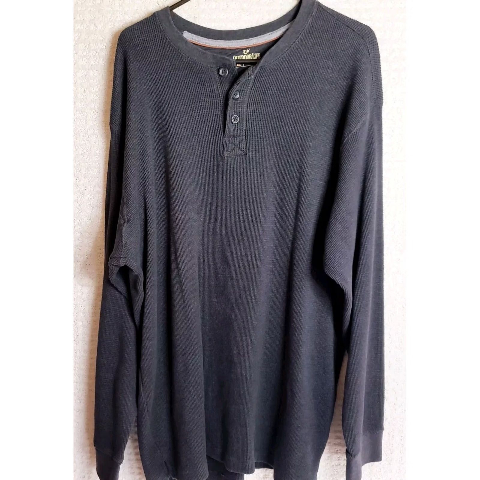 Vintage Outdoor Life Field Thermal Henley Shirt Men's 2XL Black Cotton Long Sleeve Shirt Size US XXL / EU 58 / 5 - 2 Thumbnail